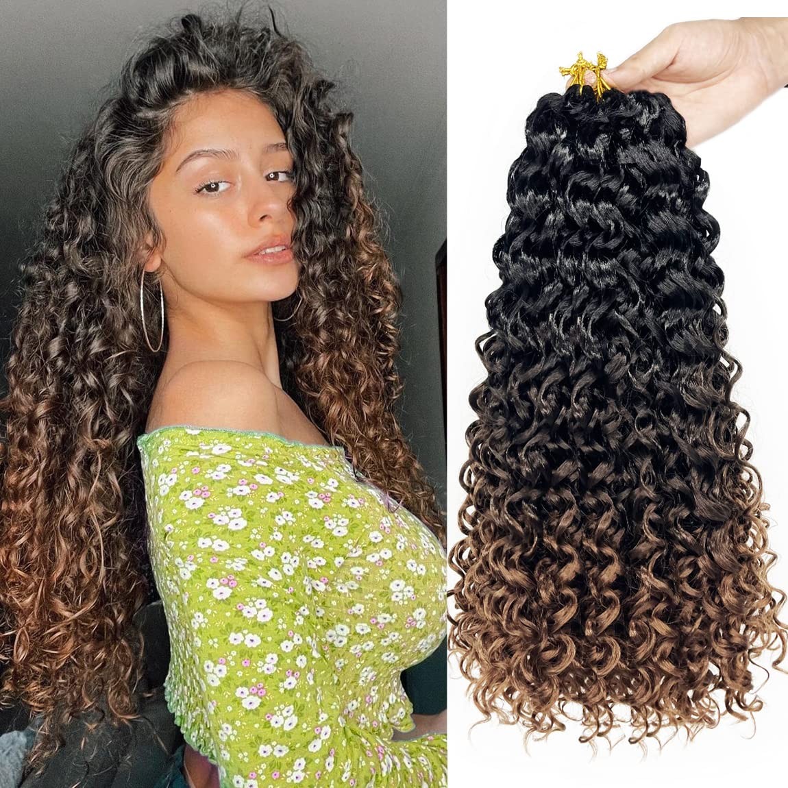 ENBEAUTIFUL 18 Inch 8 Packs Curly Crochet Hair 18 (Pack of 8), 1B/4/30 