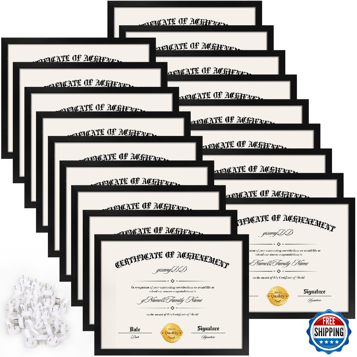 YixangDD 18pk 8.5x11 Black Certificate Diploma Document Frames Wall/Desk Display