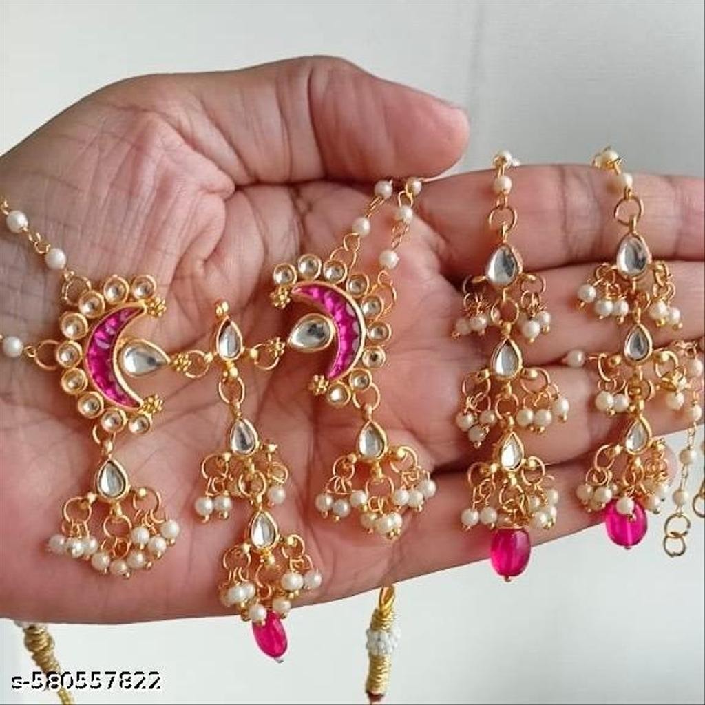 Indian Gold Plated Meenakari Pink Kundan Choker Necklace Ethnic Jewelry Set A61
