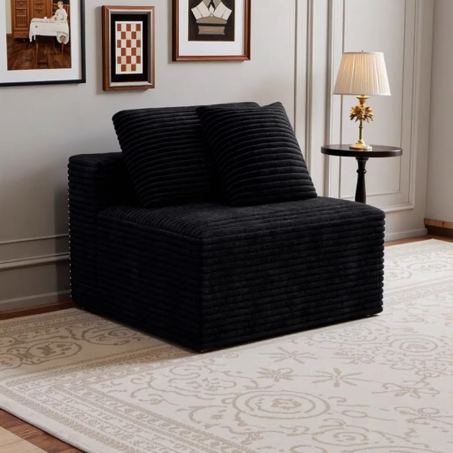 Modular Sectional Couch for Small Space Corduroy Floor Sofa No Assembly Required