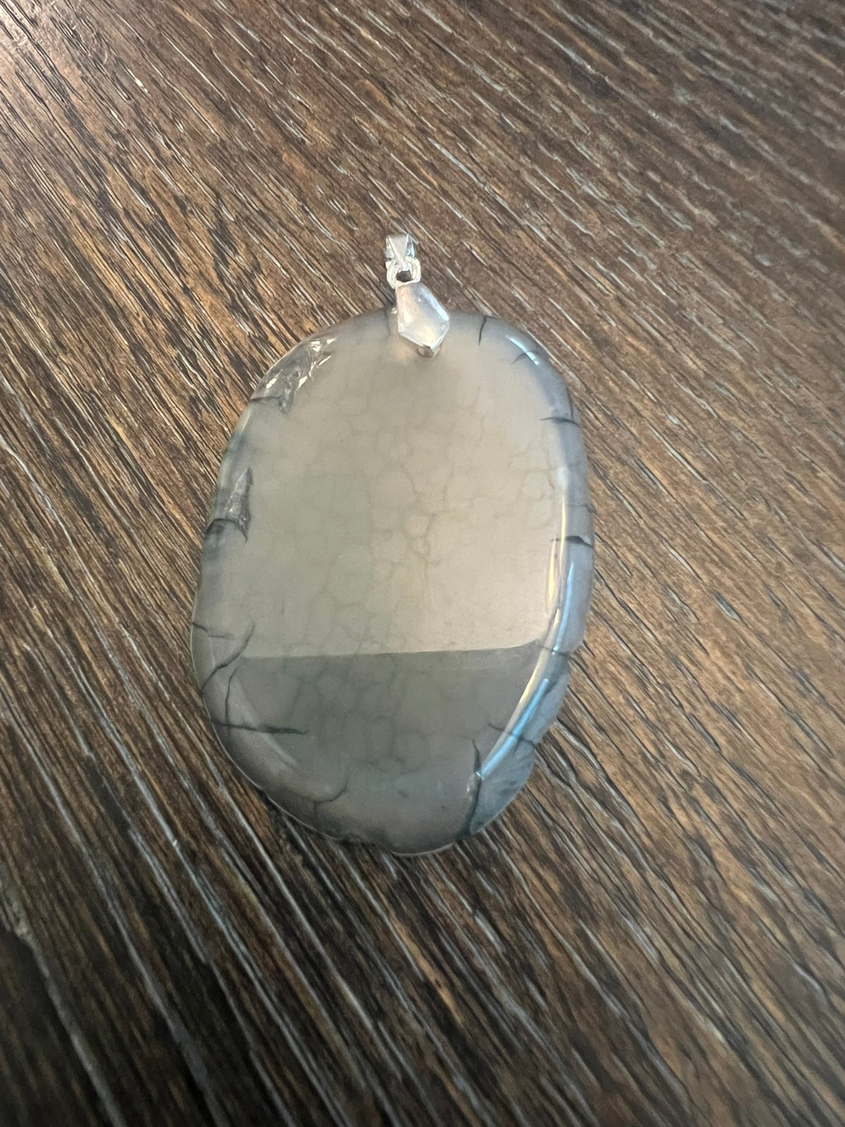 Clear Agate Sterling Silver Slice Pendant