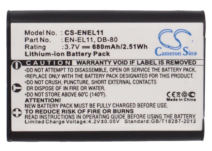 Batterie 680Mah En-El11 Enel11 Db-80 For Nikon Coolpix S550 S560, Optio L50