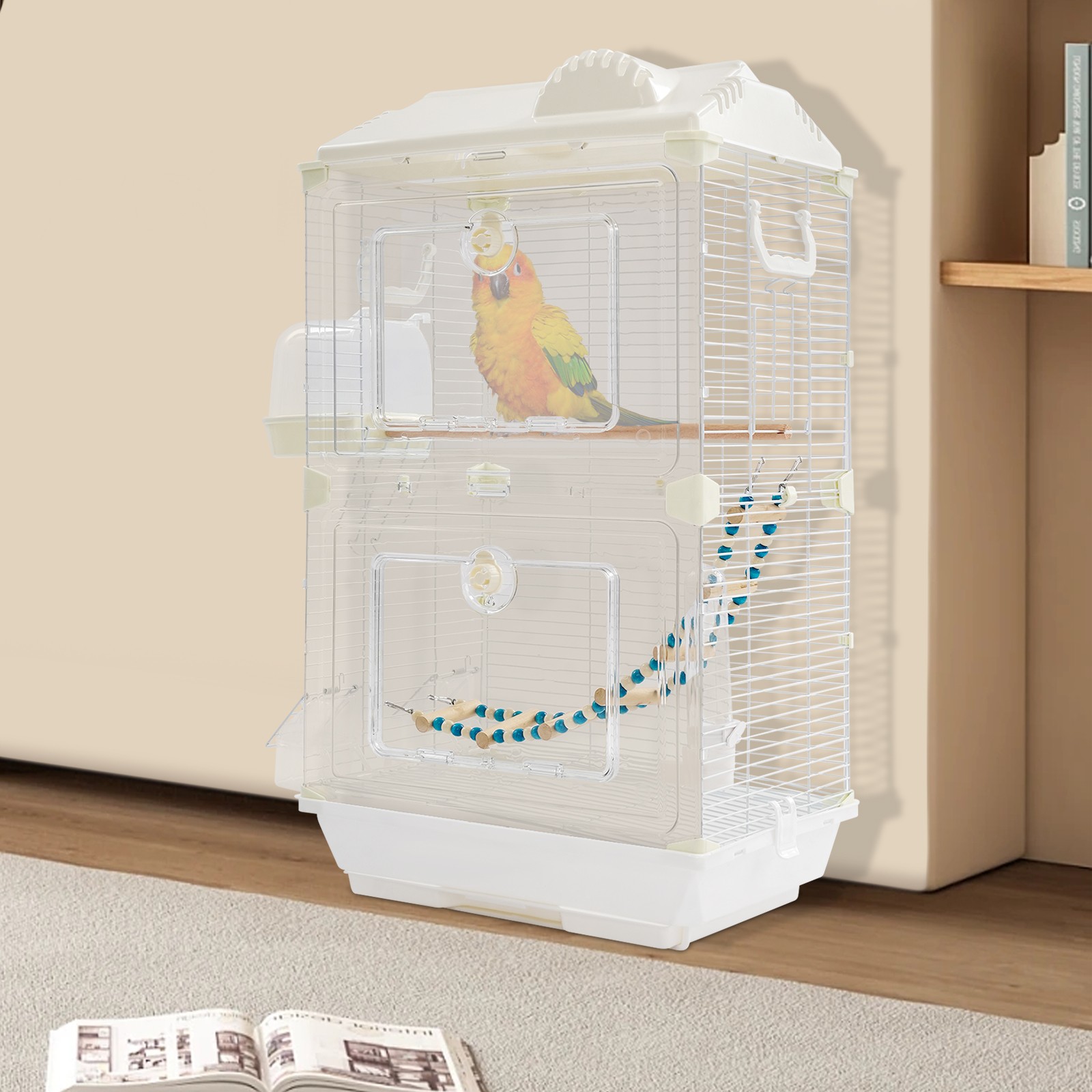 Bird Cage with Food Bowls Bath, Flight Cage, Bird Cage for Medium & Small Birds