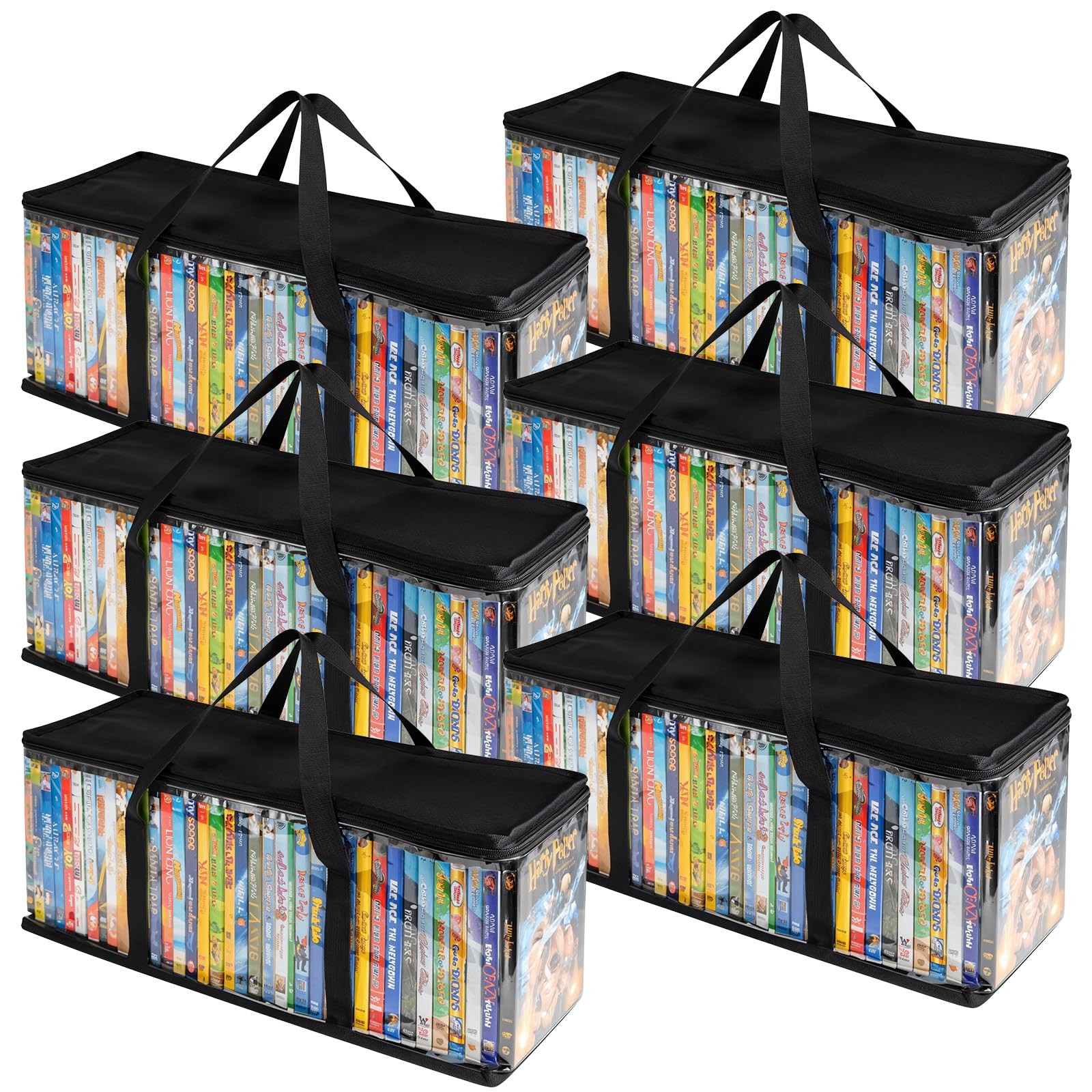 DVD Storage Bags 6 Pack Holder 24.41 x 5.91 x 8.66 inches, Black 