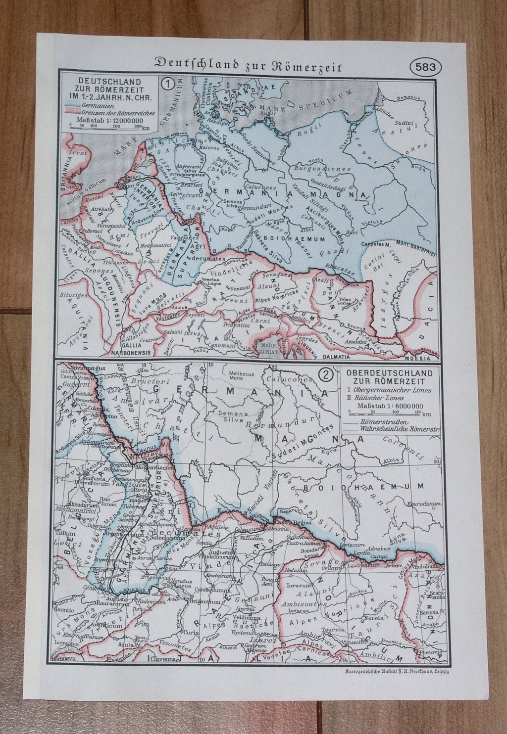 1938 ORIGINAL VINTAGE MAP OF GERMANIA MAGNA ROMAN EMPIRE LIMES GERMANY