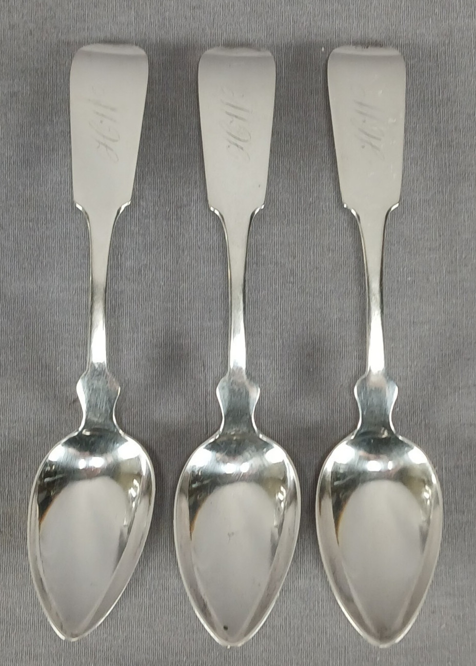 Set of 3 Johnson & Godley Albany New York Coin Silver Spoons C. 1843-1854
