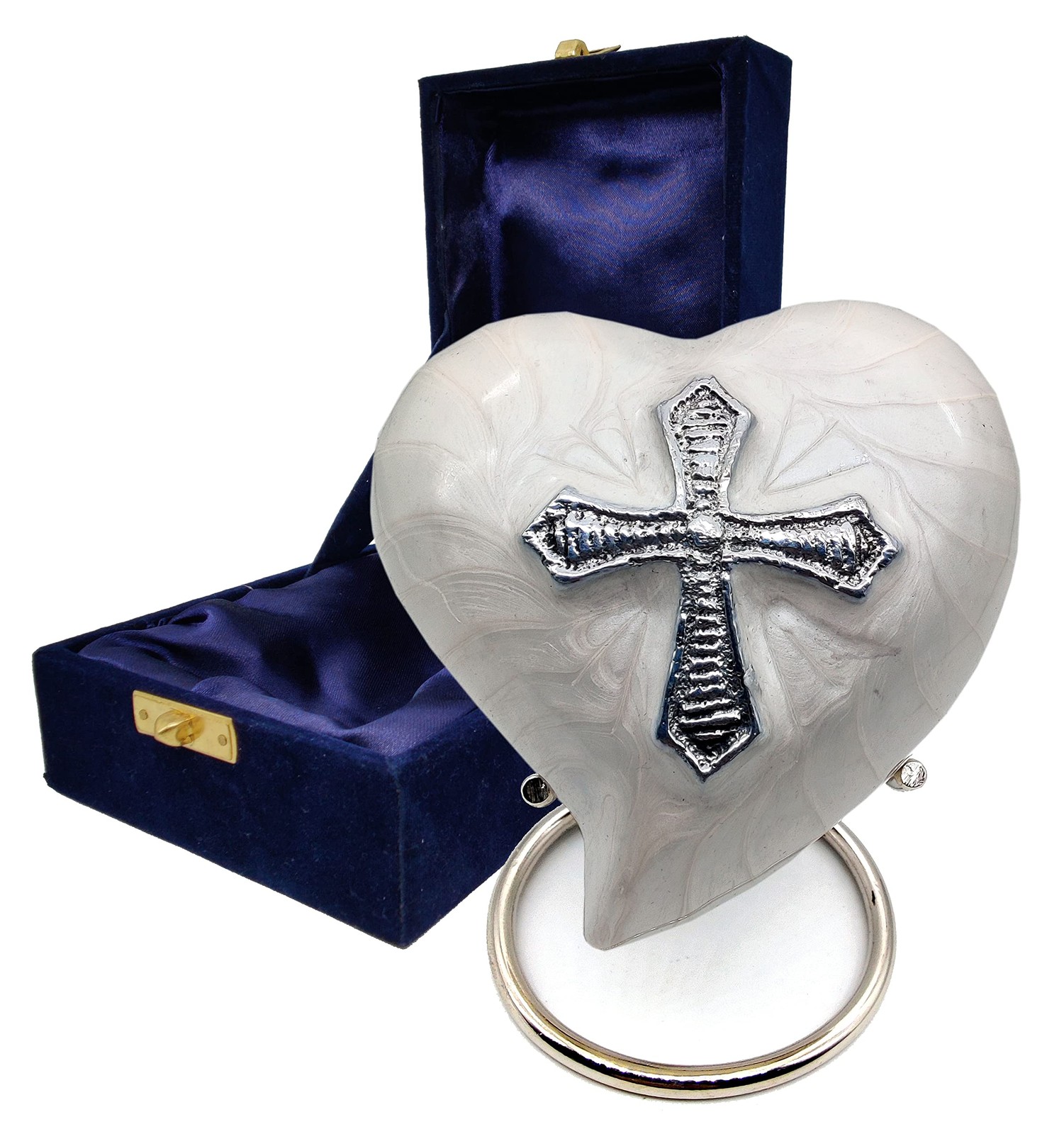 Religious Cross Heart Cremation Urns for Human Ashes Adult | Funeral Decorati...