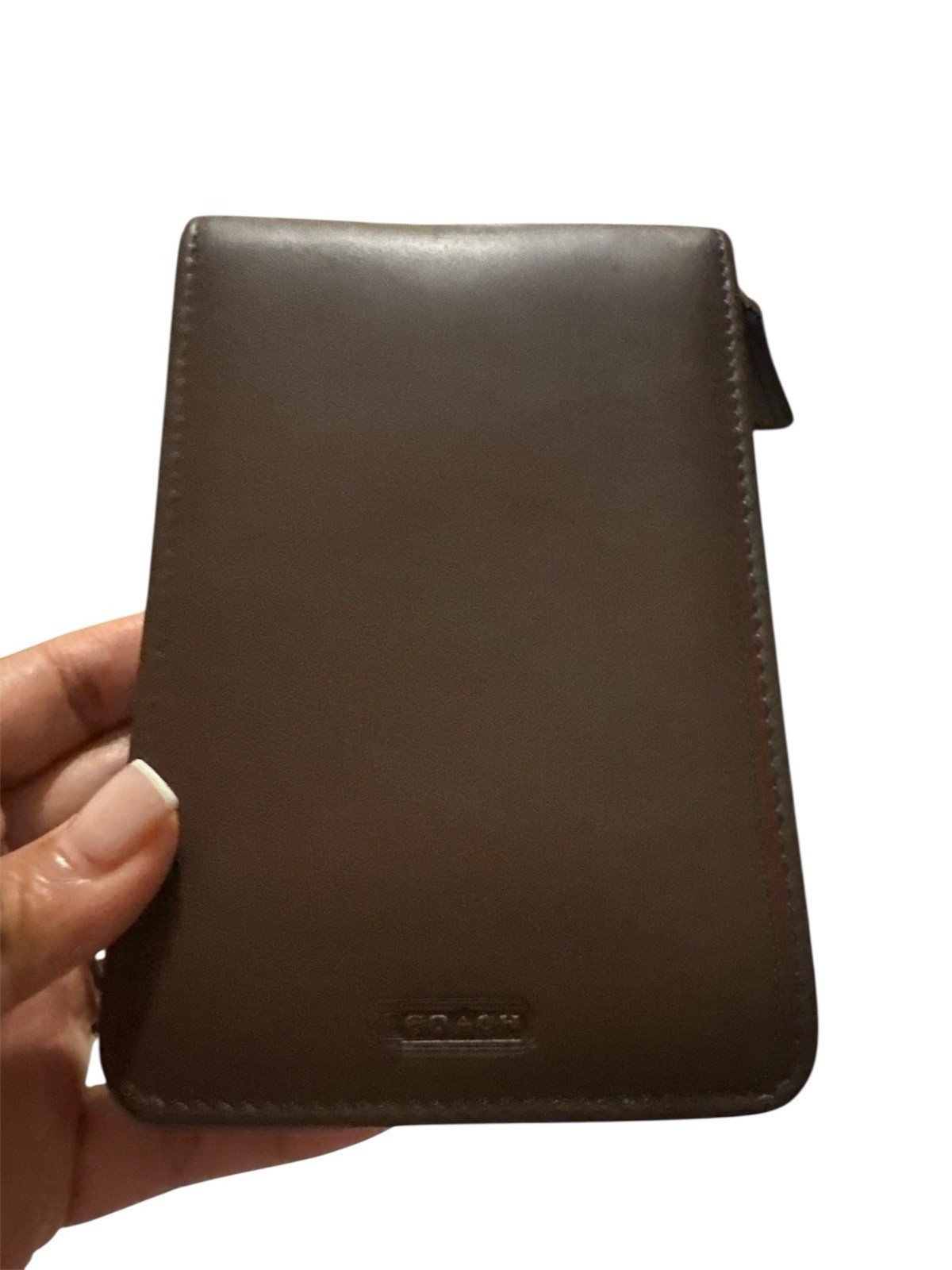 COACH palm pilot case vintage brown leather zips around card holder pockets Y2K