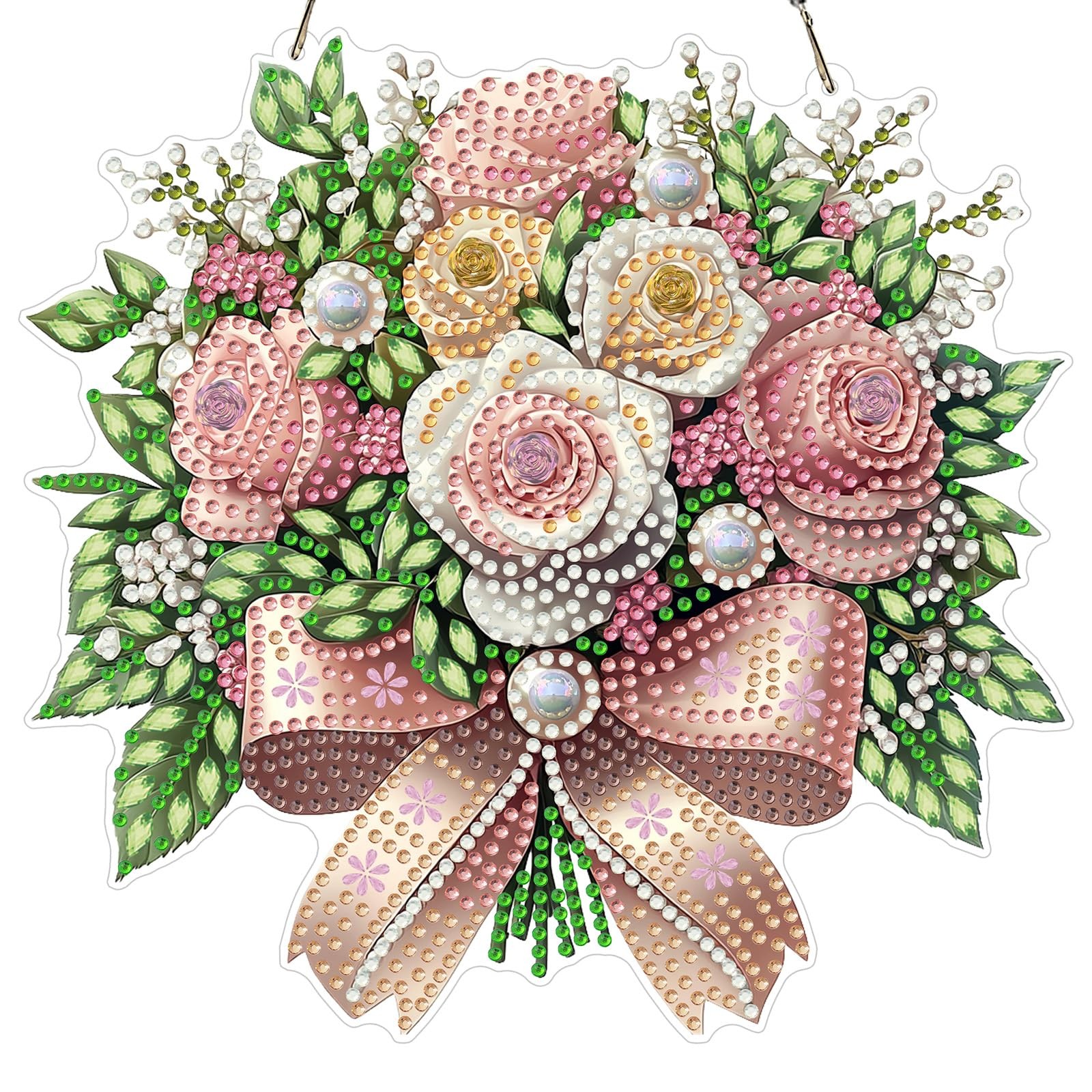 Bouquet of Roses Flowers Diamond Art Hanging Kits for Adults Beginners, DIY Acry