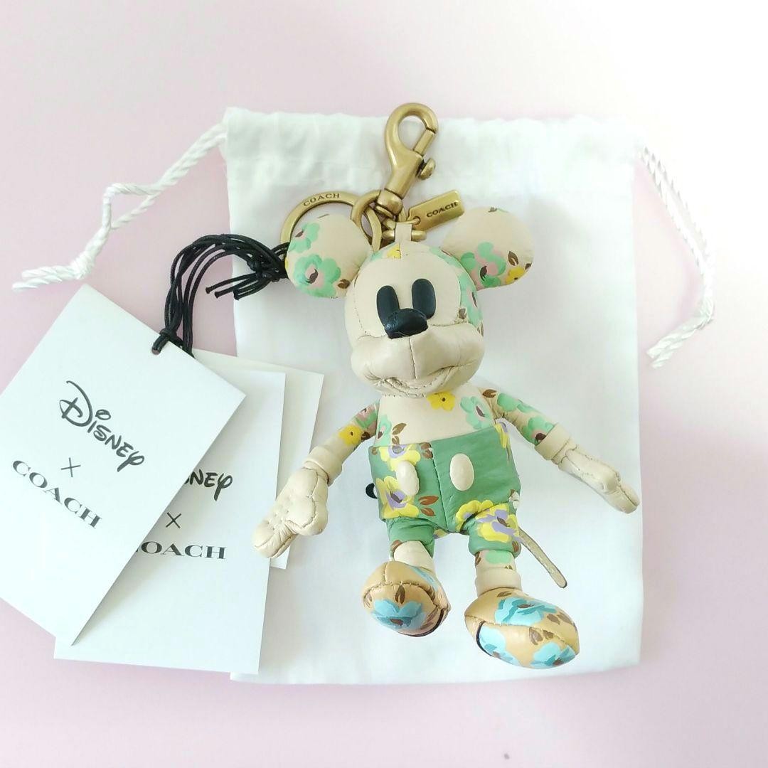 Unused Coach Disney Mickey Mouse Bag Charm Key Holder Flower