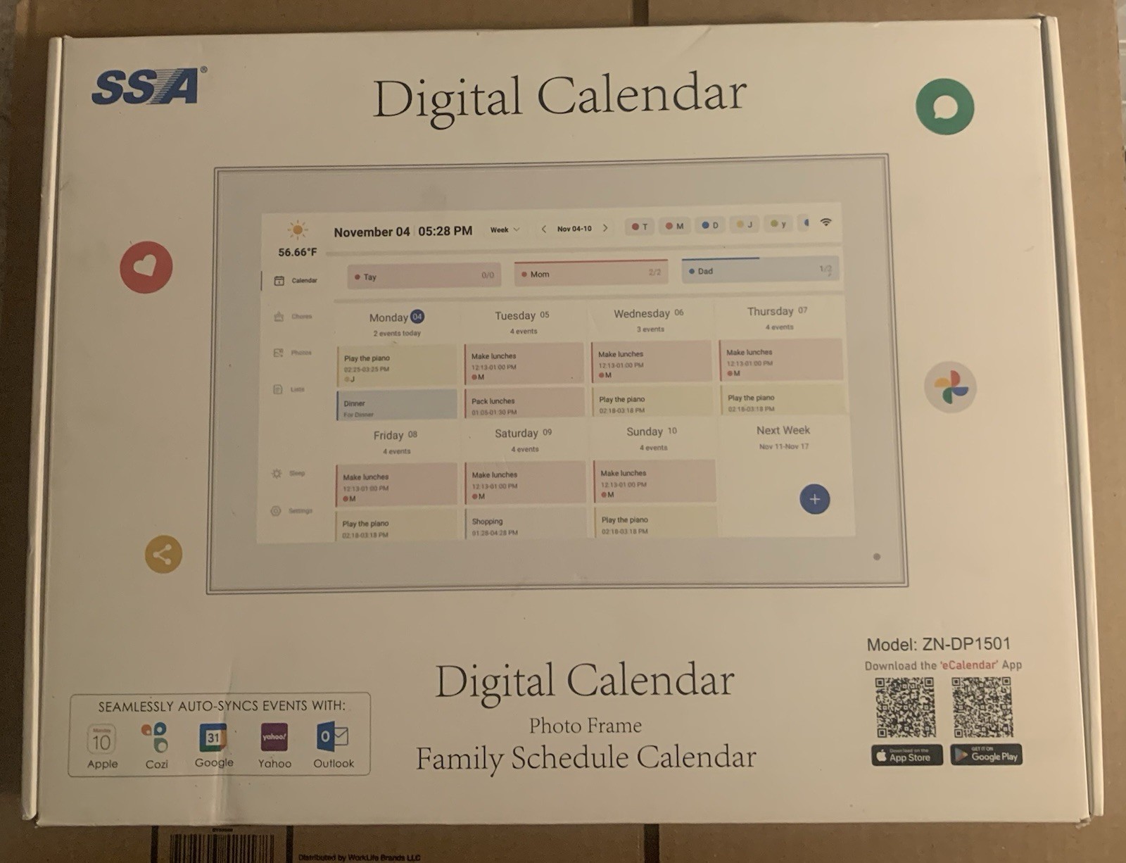 Smart Digital Calendar, Planner & Chore Chart, WiFi Touchscreen 15.6in White