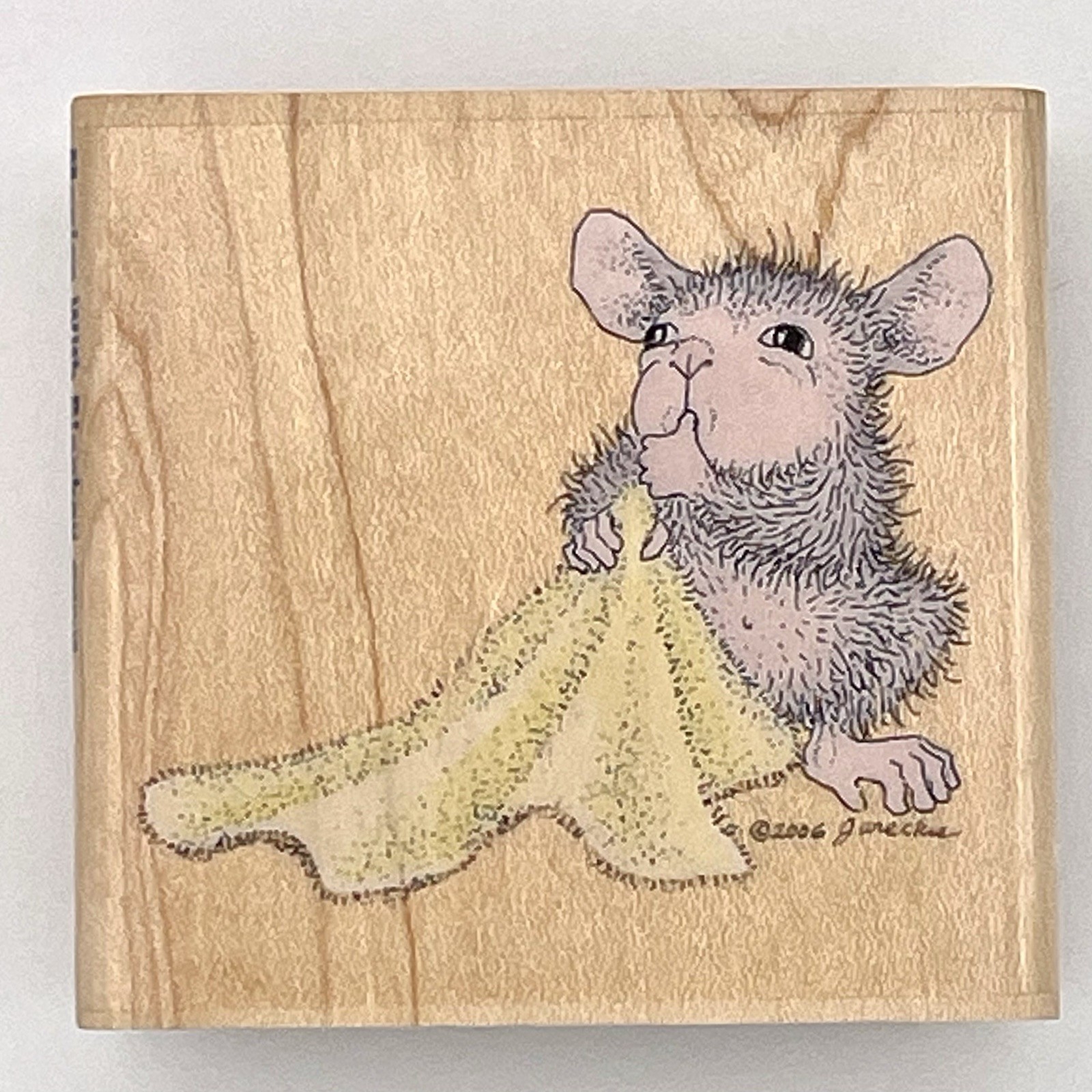 Stampabilities House Mouse Monica With Blankey Rubber Stamp Lovey Blanket Wood