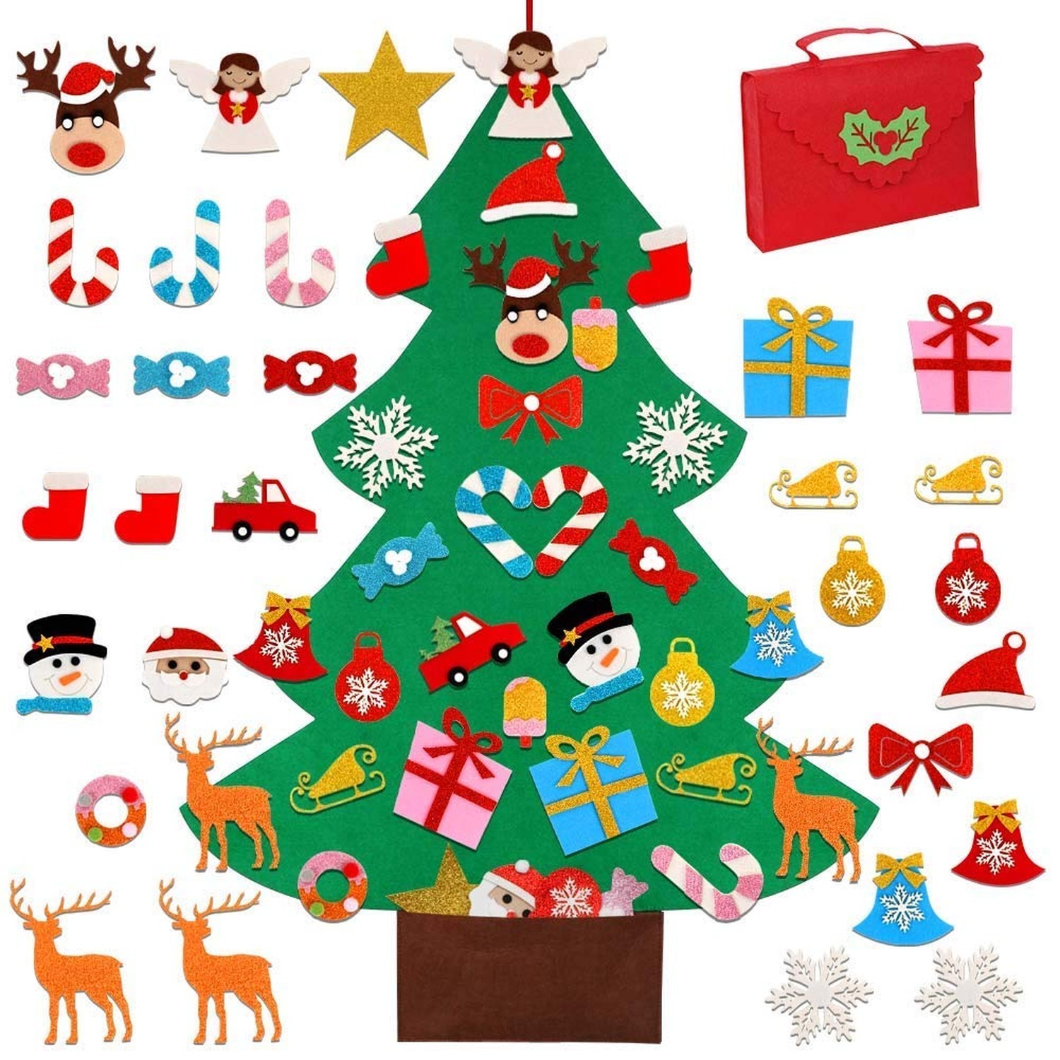 OurWarm DIY Felt Christmas Tree for Kids, 3ft Christmas Decorations for Toddl...