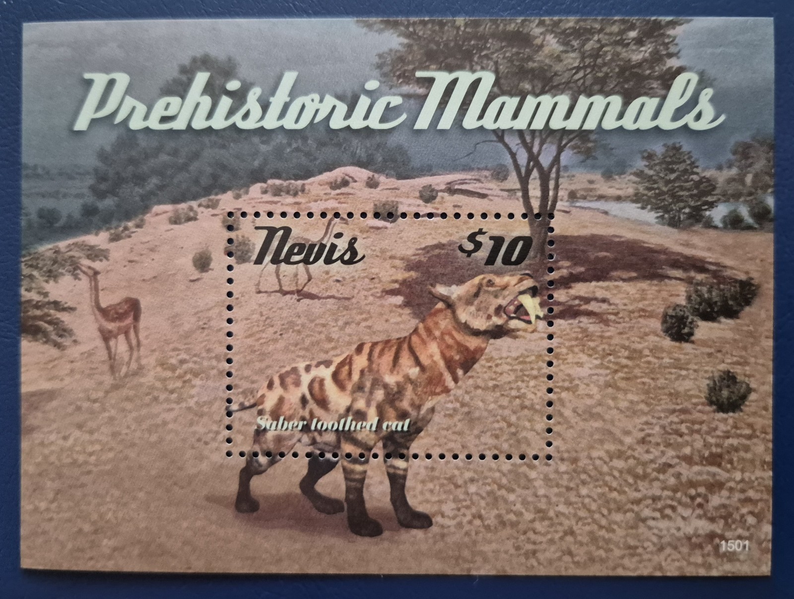 Nevis 2015 / Prehistoric Animals - Machairodontinae  / 1v ms