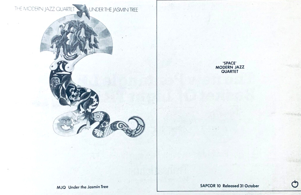 MODERN JAZZ QUARTET 1968 ADVERT UNDER THE JASMIN TREE Apple SPACE Beatle MJQ