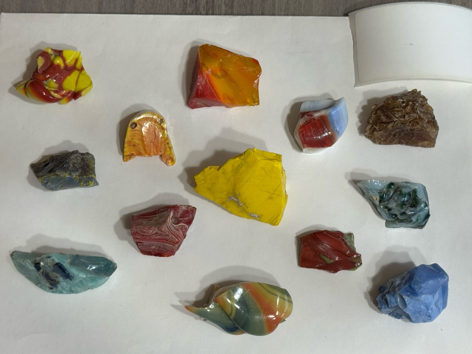 Thirteen Pieces of Akro, Peltier, & Christensen Marble Cullet’s