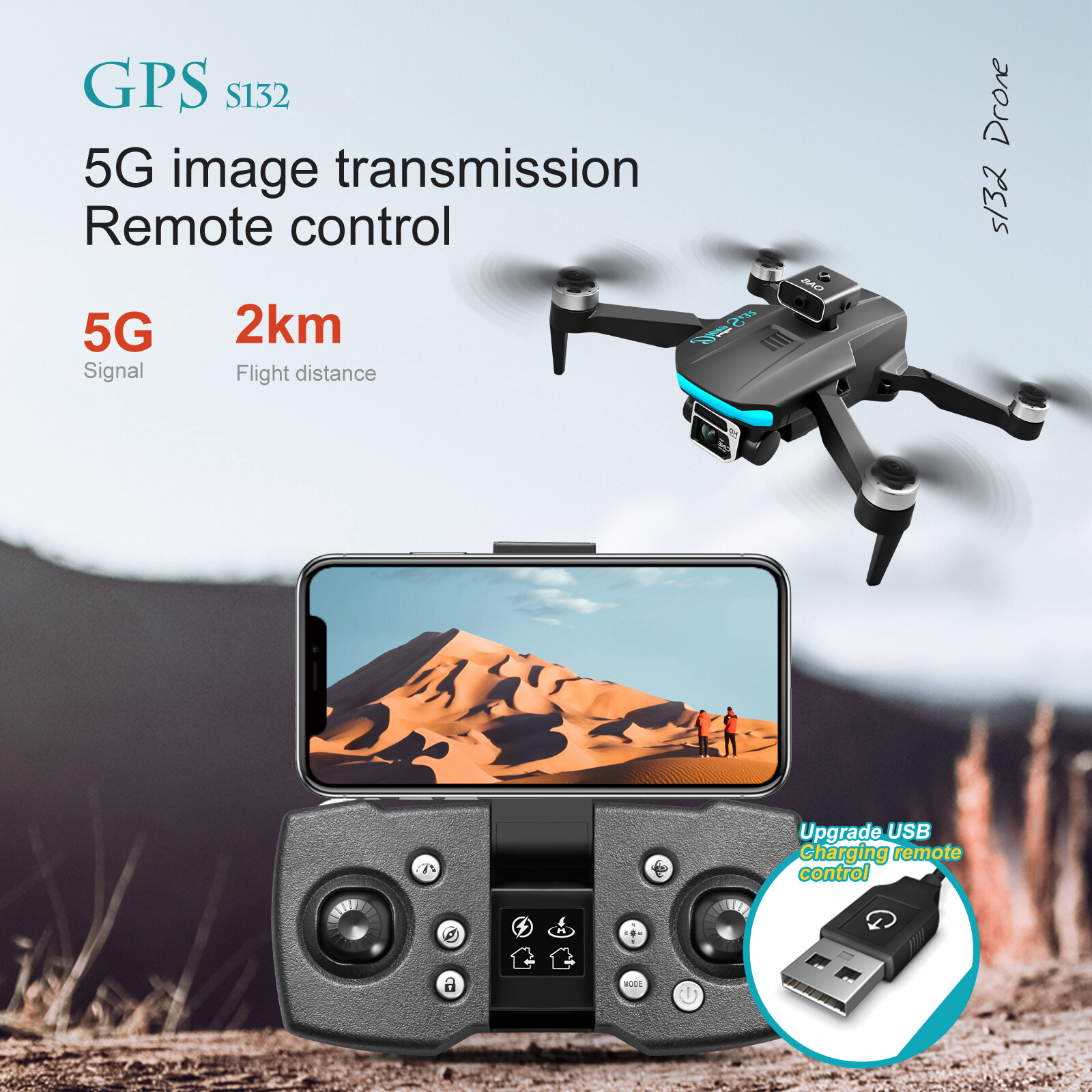 Foldable FPV RC Drone 8K HD 5G Camera GPS Quadcopter Brushless +3 Battery USA