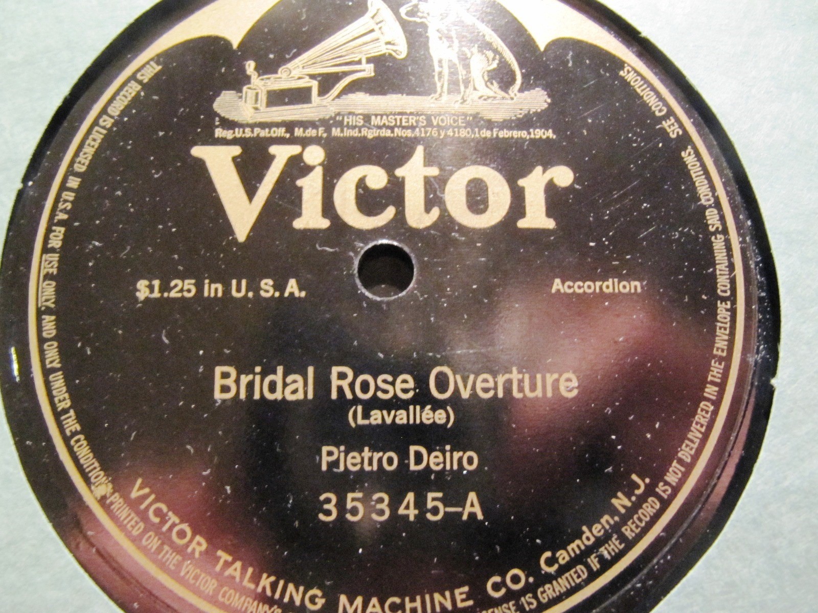 1913 Italian ACCORDION PIETRO DEIRO Calixa Lavallee Rosa de boda STRADELLA 35345