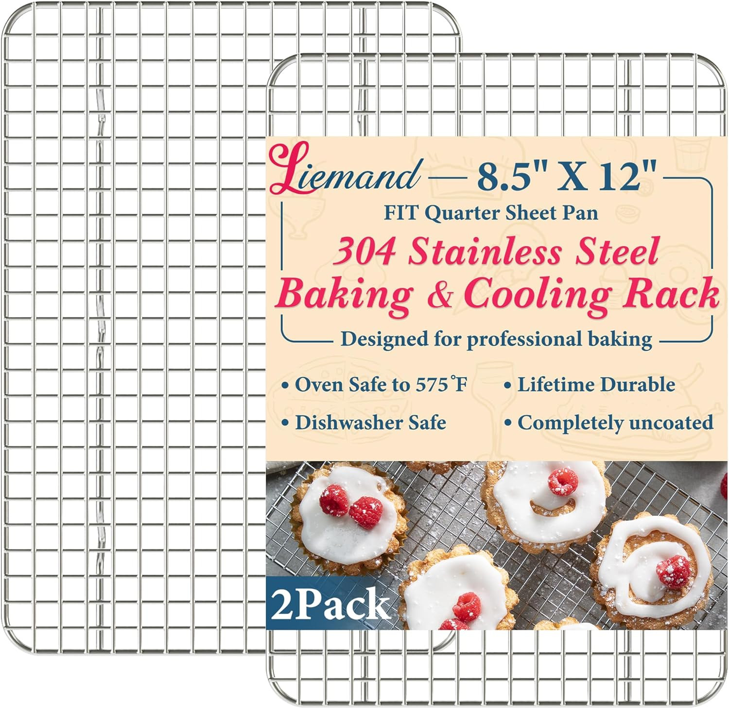 Cooling Racks for Cooking and Baking - 8.5"X12" Oven Safe Premium Stainless Stee