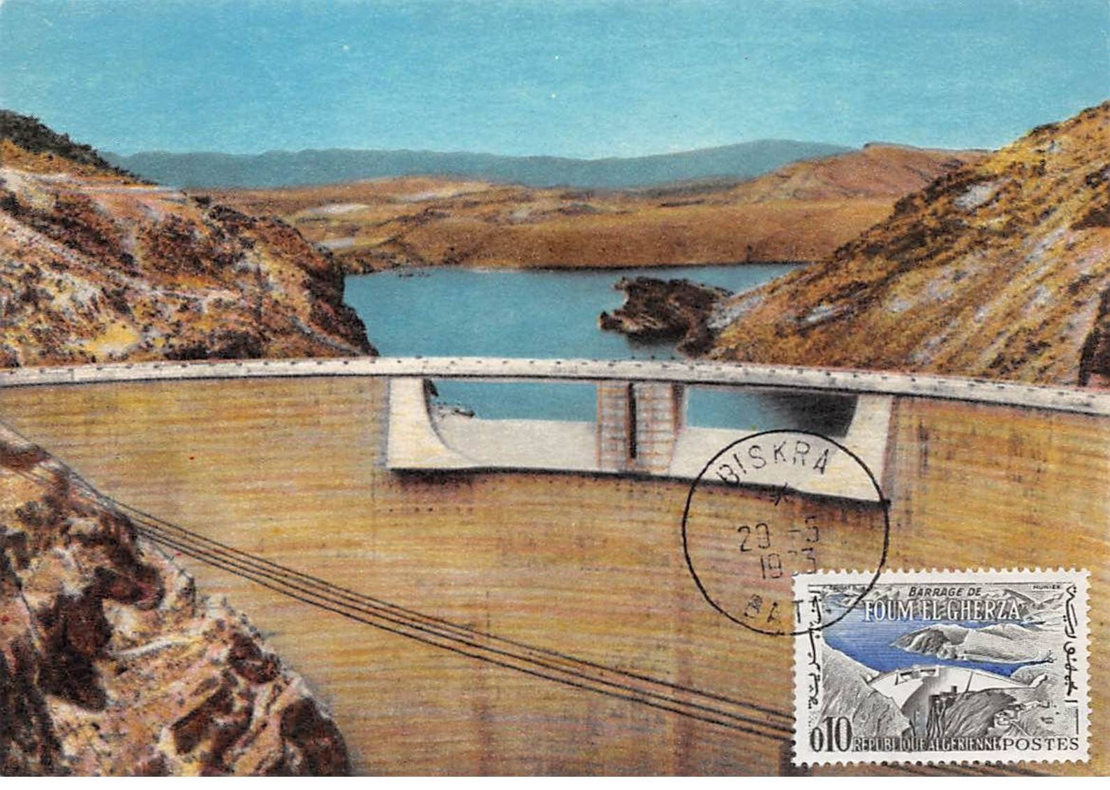ALGERIA Maximum Card AM14008 1962 Batna Cachet Foum El Gherza Dam