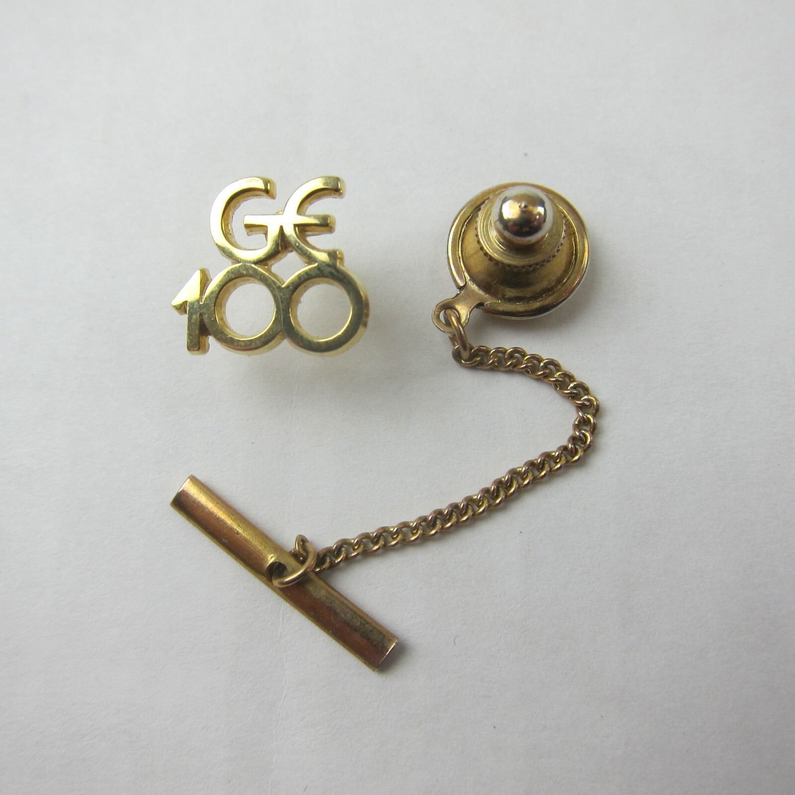 Vintage General Electric 100 Year Anniversary Tie Tack Lapel Pin Chain Tie Bar