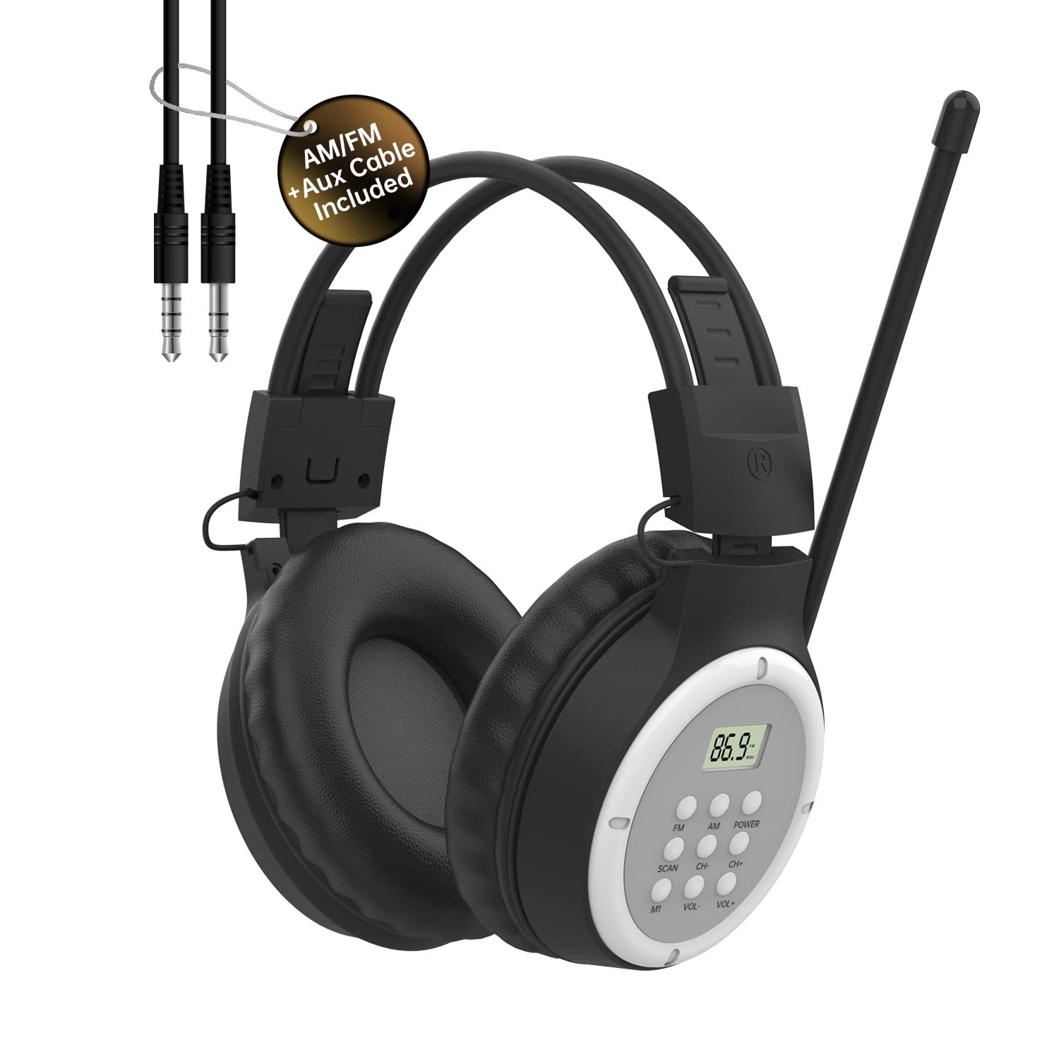 UMUTOO AM FM Radio Headphones, Personal Portable Standard size, Black 