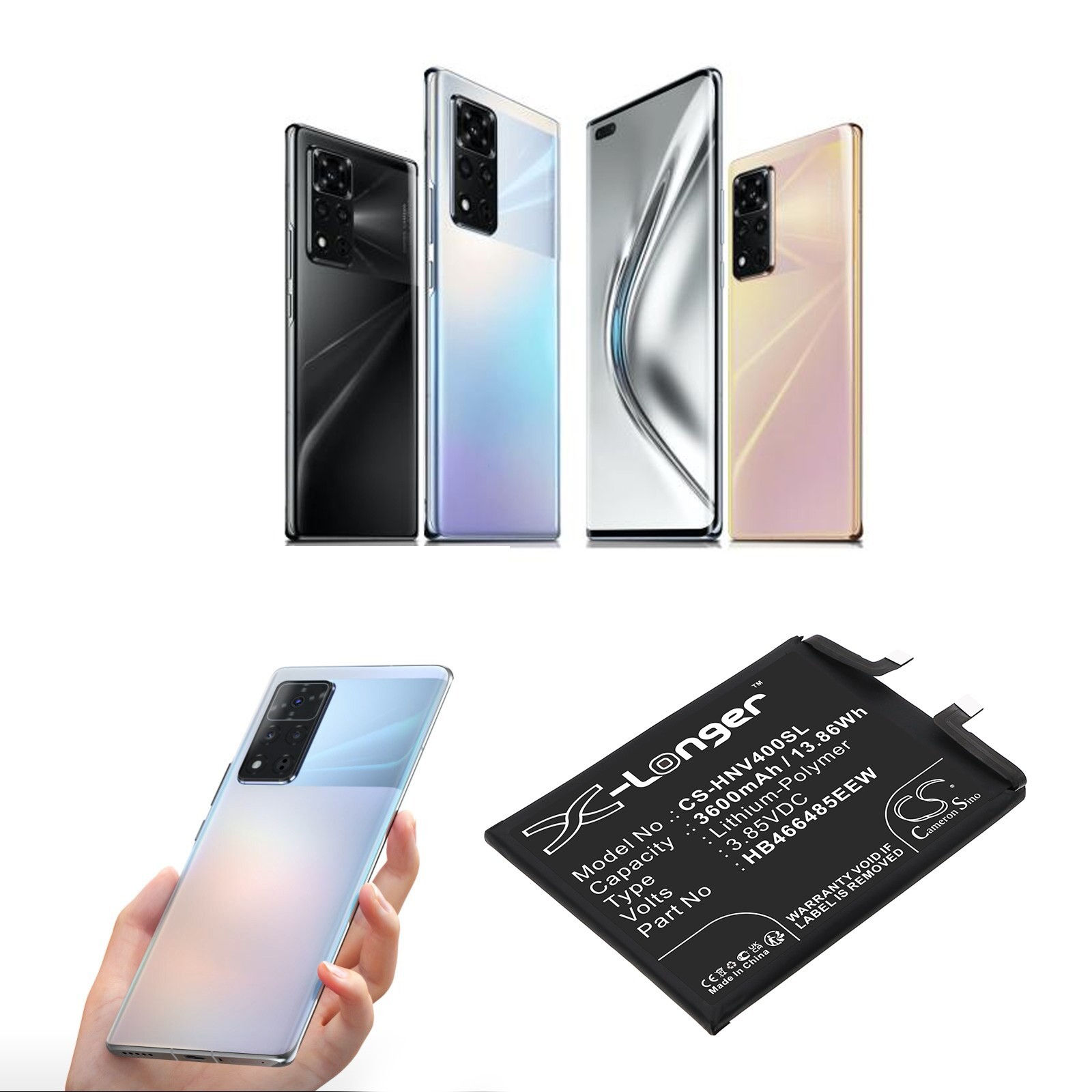 BATTERIE 3600mAh Type HB466485EEW For Honor View 40, Huawei Nova 8 Pro