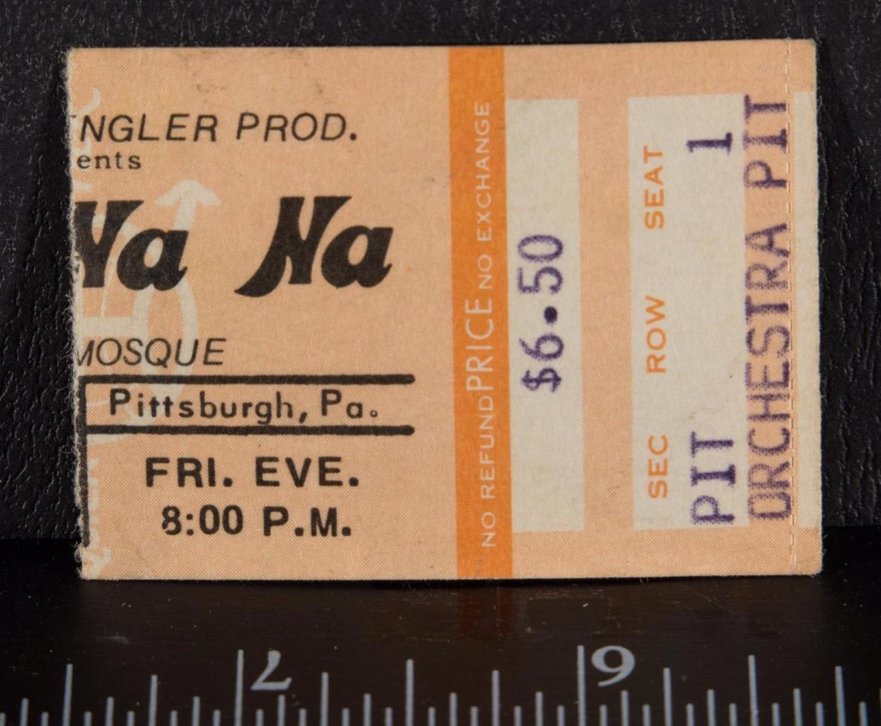 Sha-Na-Na Concert Ticket Stub Pittsburgh Syria Mosque 