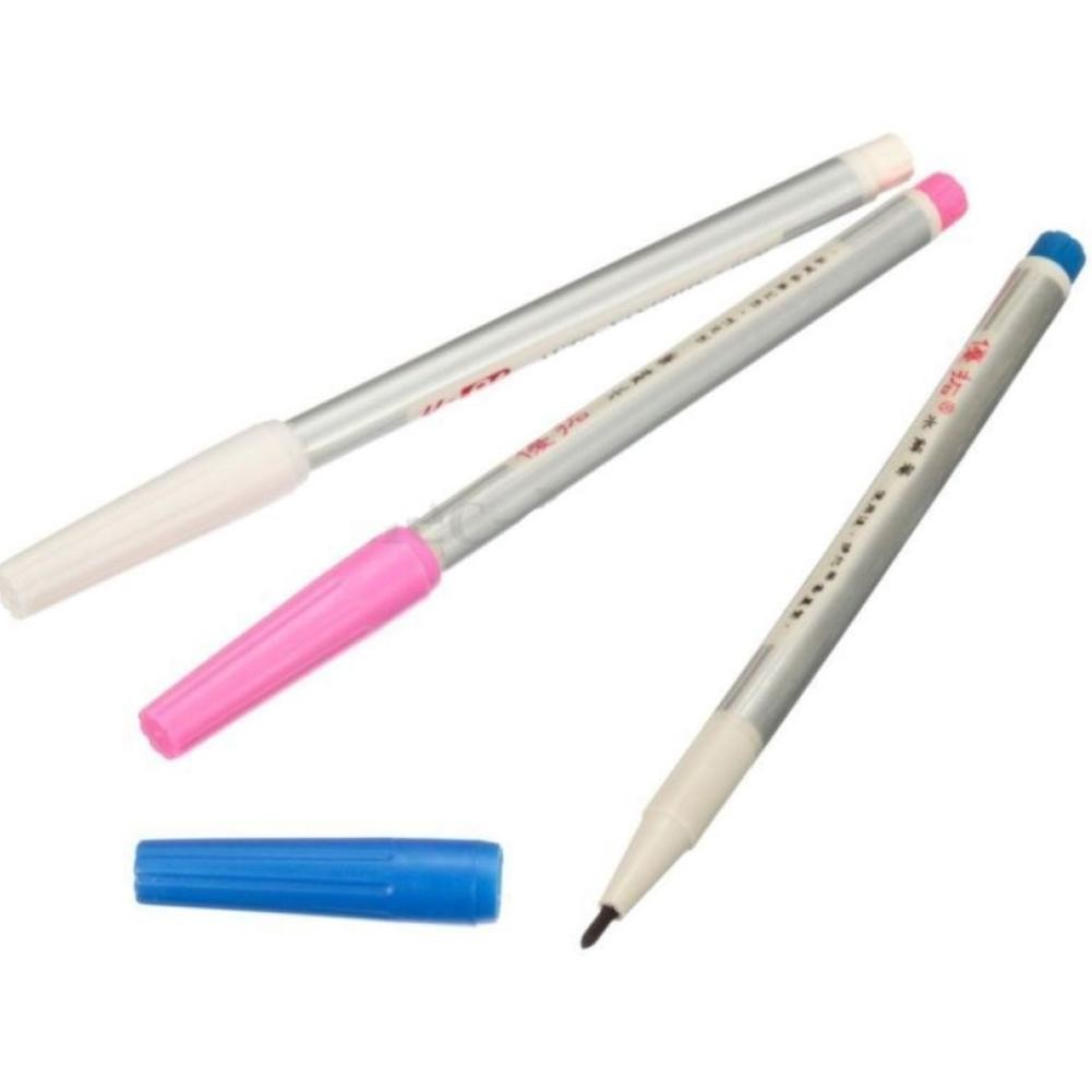 3Pc Water Erasable Fabric Marker Colth Ink Pen For Sewing Craft White+Blue+ Pink