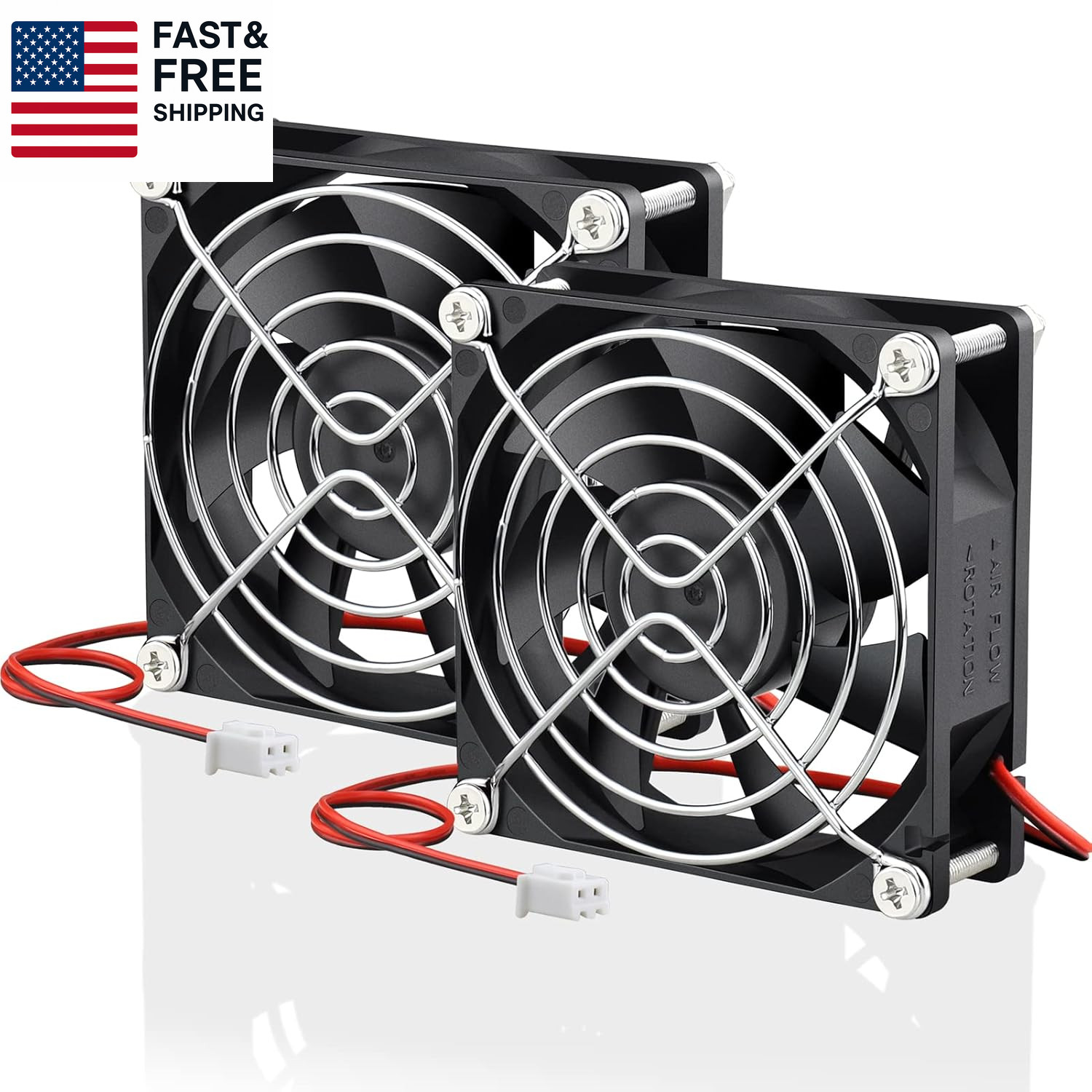 2 Pack 80Mm X 80Mm X 25Mm 12V DC Brushless Cooling Fan 2Pin