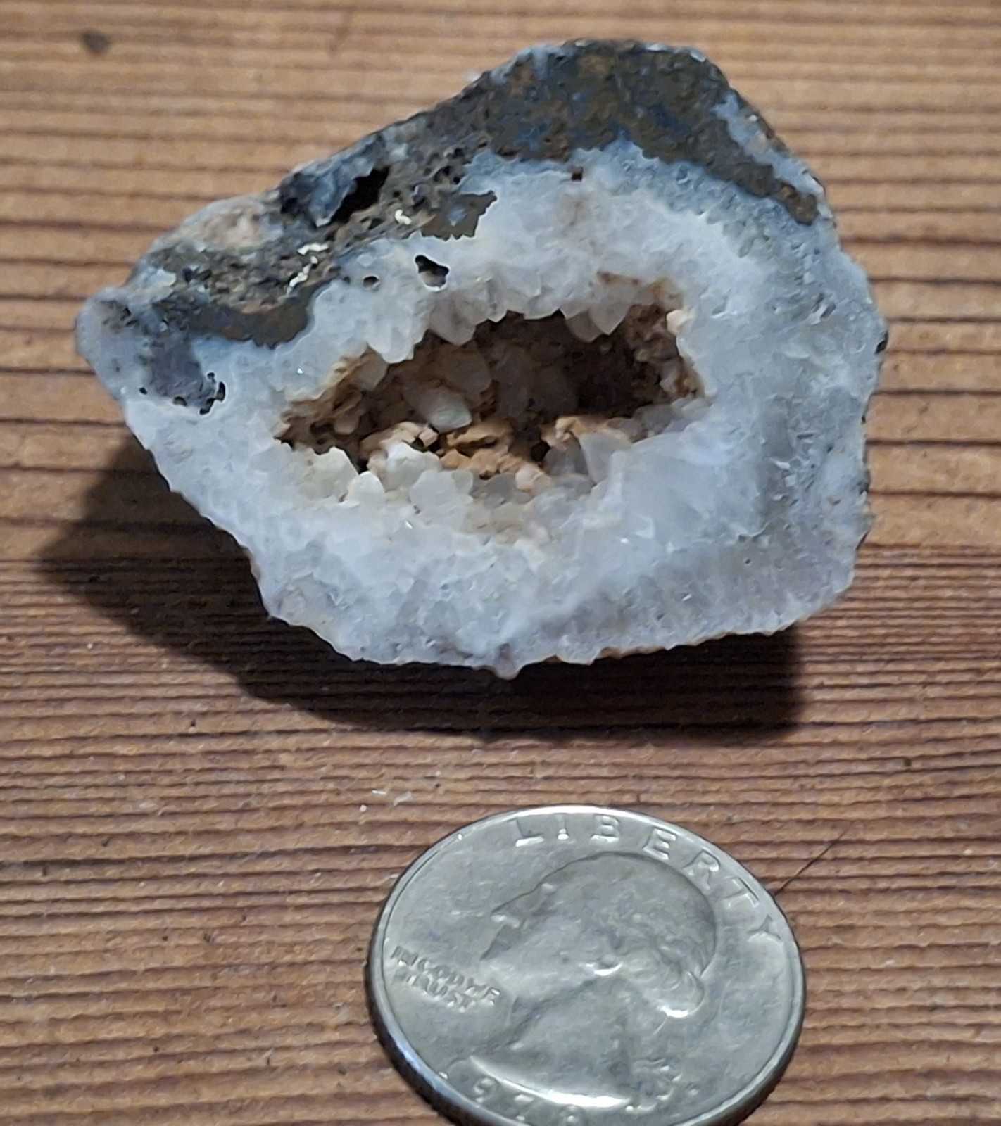 Brazilian Ocho Geode Self Standing Chalcedony Quartz Crystal 1.75”