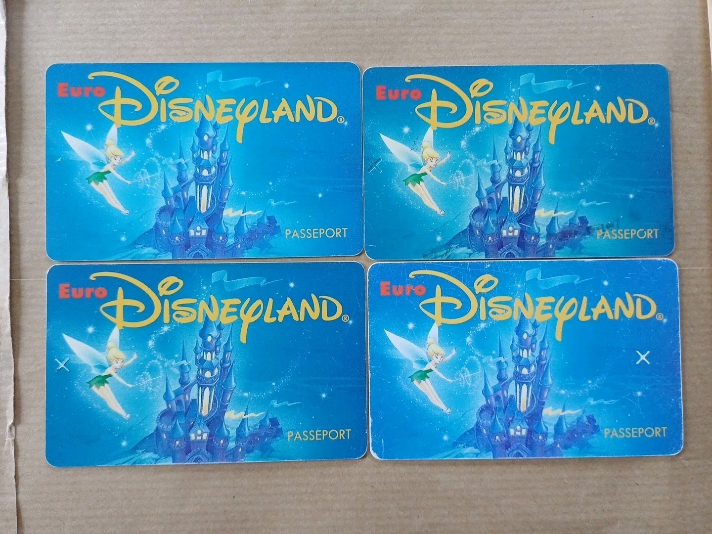4 Disney Disneyland Tinker Bell Euro Pass 4 Verse VGS 00010+40+42+46 1992/93 B/VF