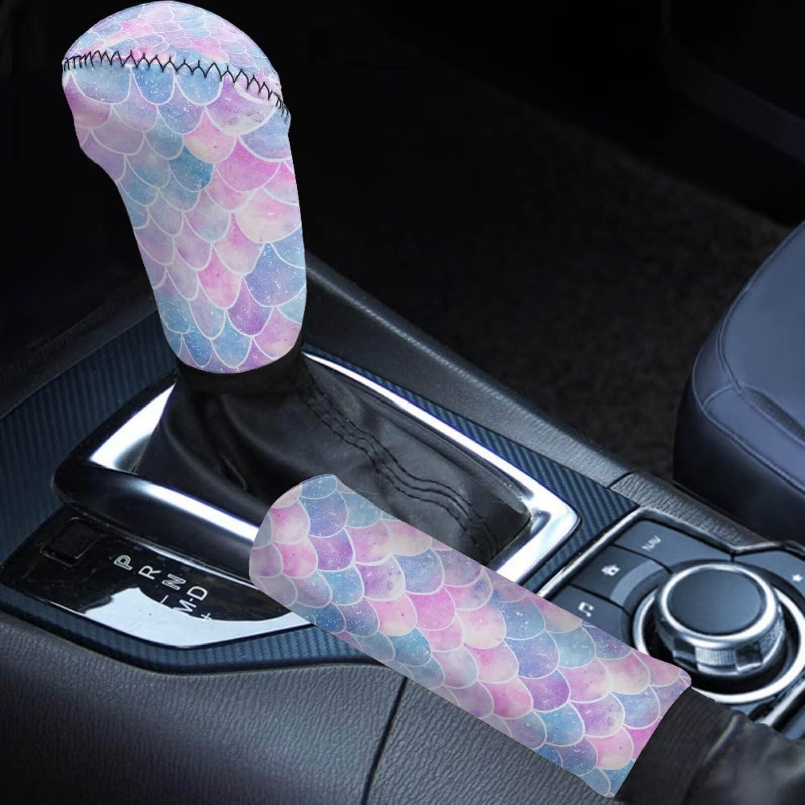 Mermaid Scales Car Gear Shift Cover 2 Pack Bling Car Gear Shift Knob Cover & ...