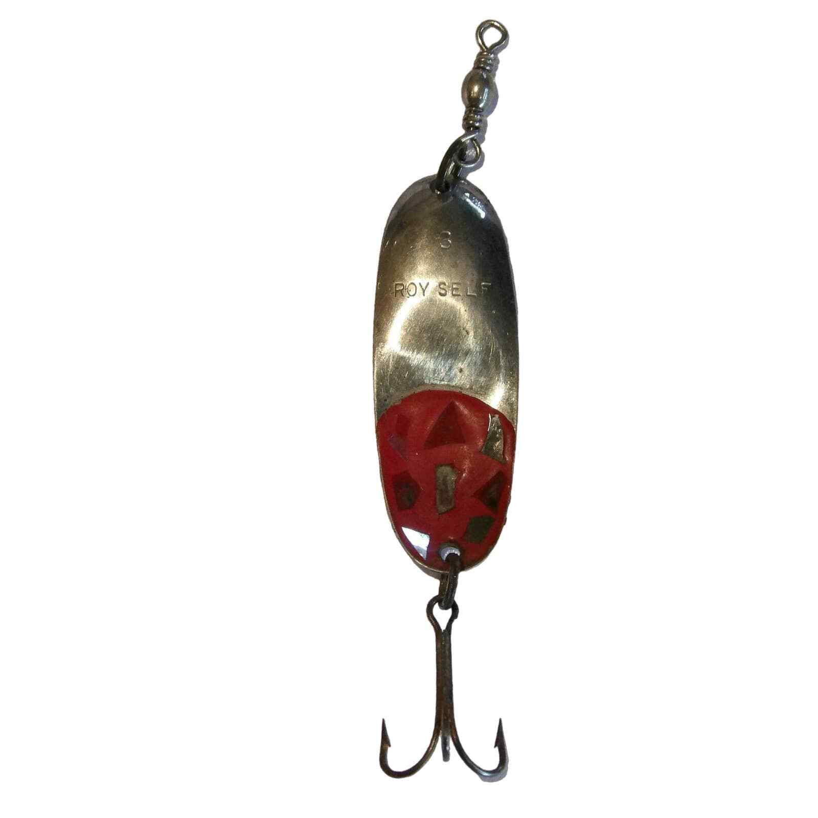 Vintage Roy Self #3 RED & CHROME Mirrored Salmon/Steelhead Spoon Lure