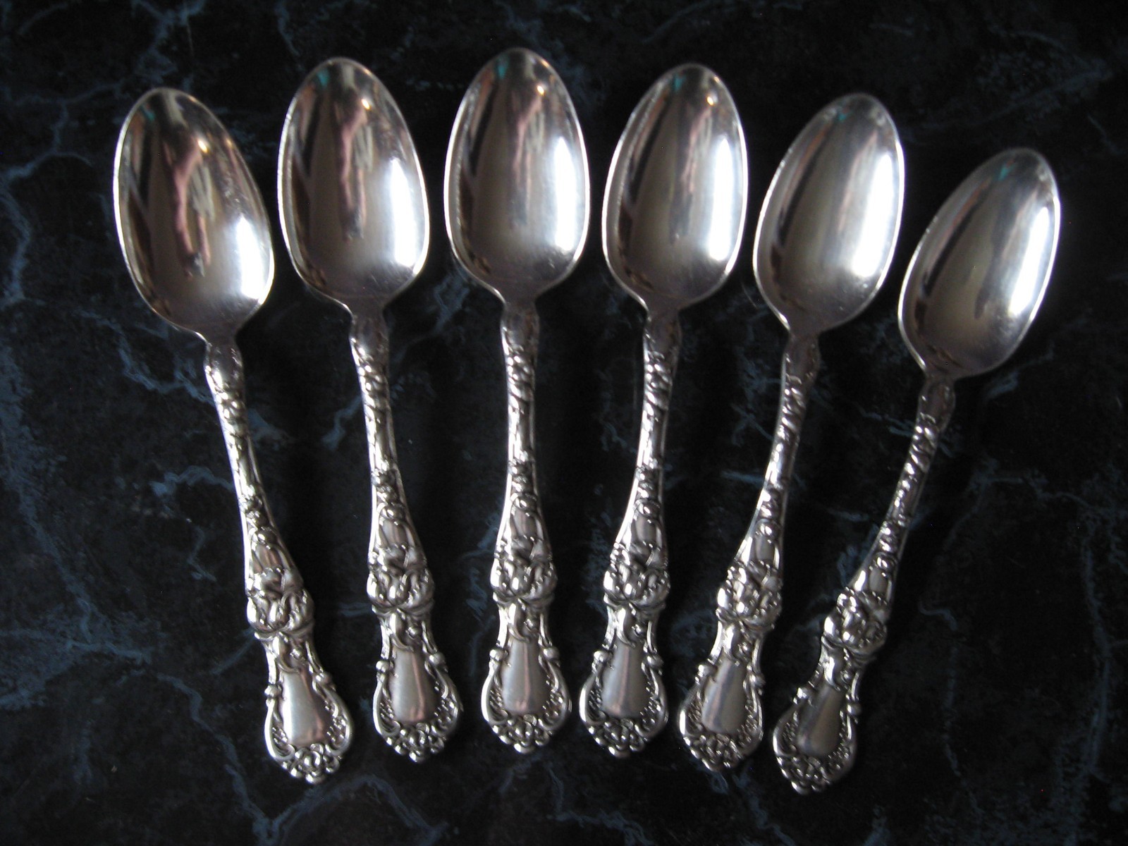 FLORAL Teaspoon Lot of 6 Wallace Silverplate 5-7/8" ExCond NoMonos 1902