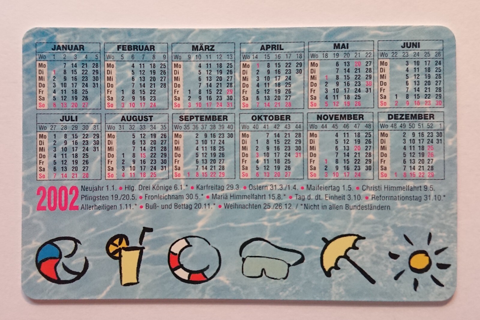 Phone Card Telefonwertkarte Trading Card Calendar 2002 Glück Success