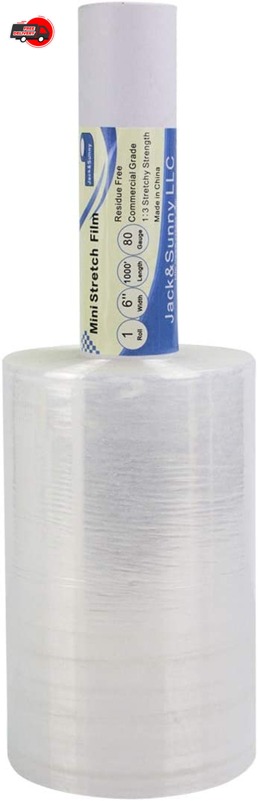 Clear Stretch Wrap 6"×1000' Plastic Wrap Roll for Moving Shipping Wrap,Industria