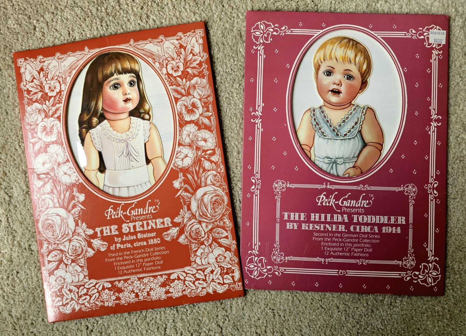 Paper Doll Set (2), Each Contains 1 Doll & 12 Authentic Fashions