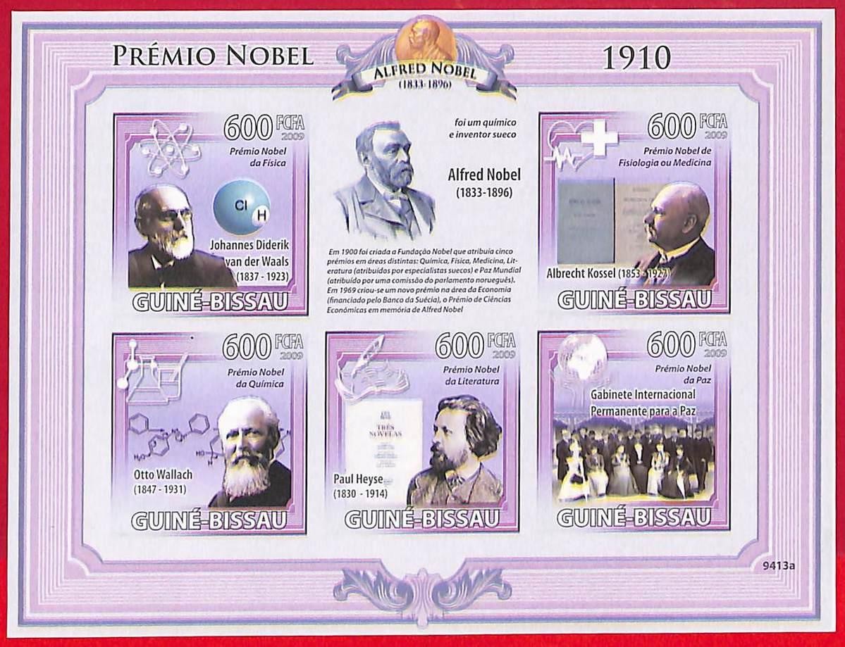 A5190a - GUINE-BISSAU - ERROR IMPERF Stamp Sheet - 2009 - Nobel Prize
