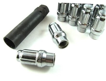 ET Spline Drive Tuner 7/16" Thread Chrome Lug Nut 20 Pc Set with Key Pack of 20