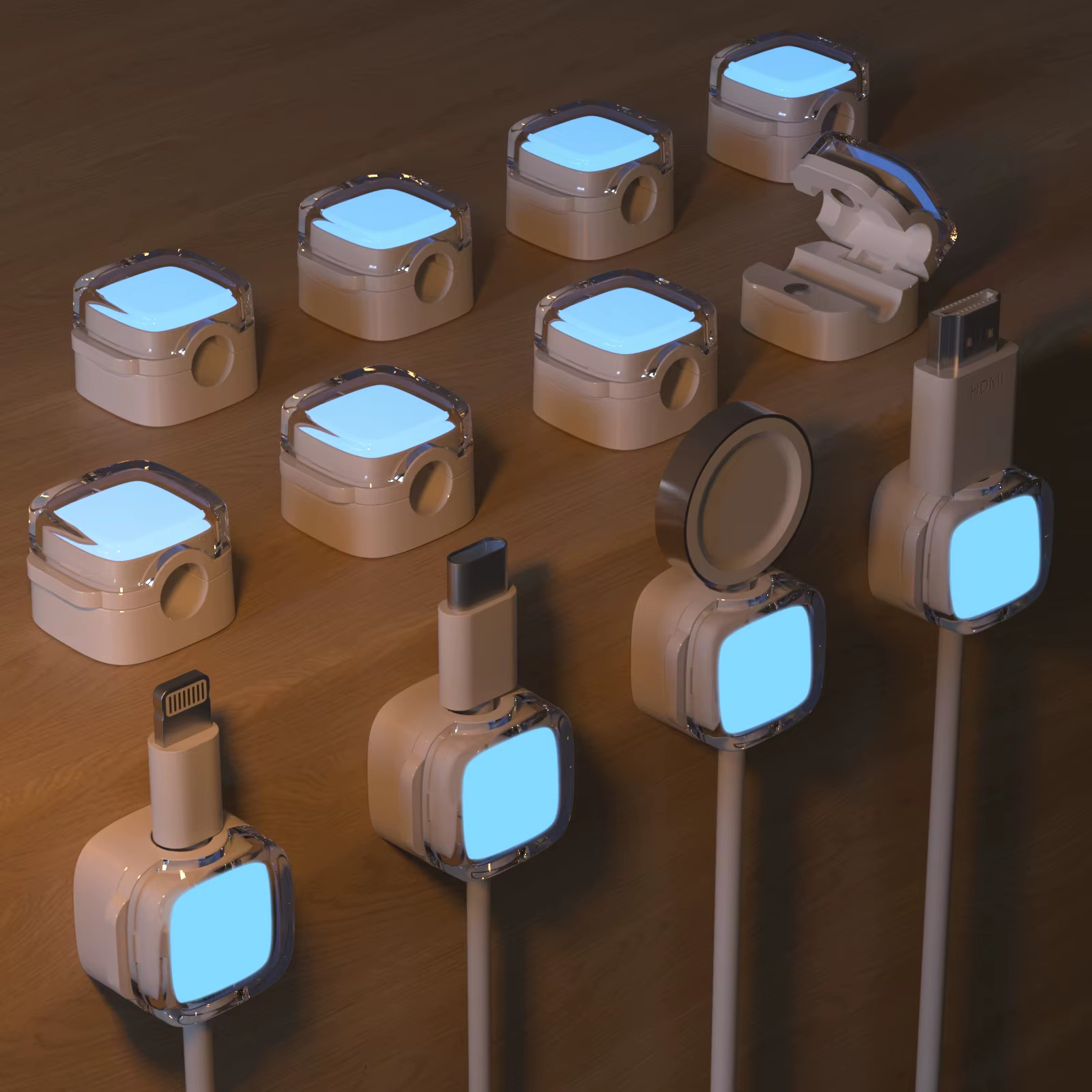 12Pcs Magnetic Glow in the Dark Cable Organizer, Night Glow Desktop Phone Chargi