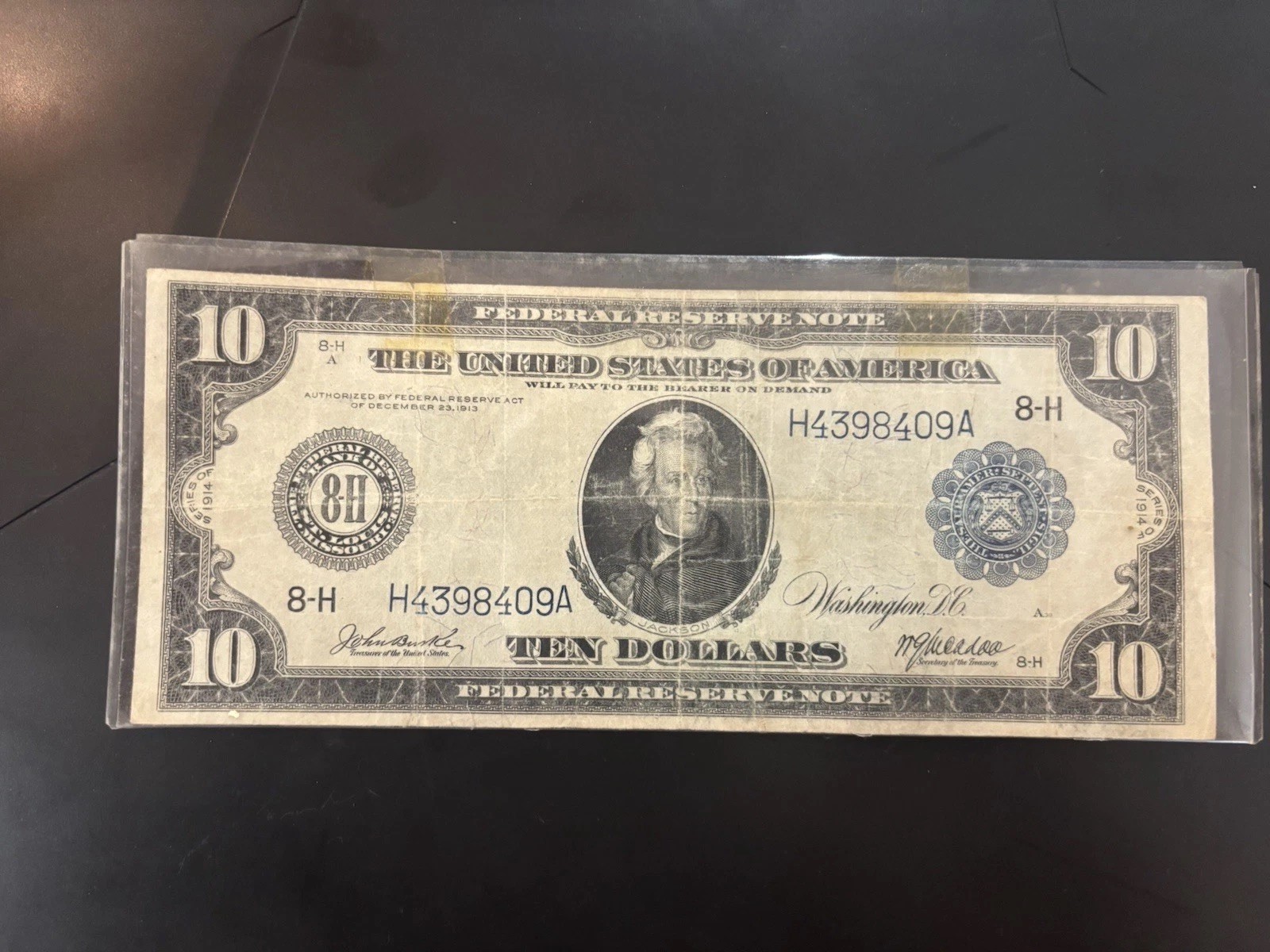 1914 Federal Reserve $10 Banknote Circulated H43984909A Uncertified Ungraded