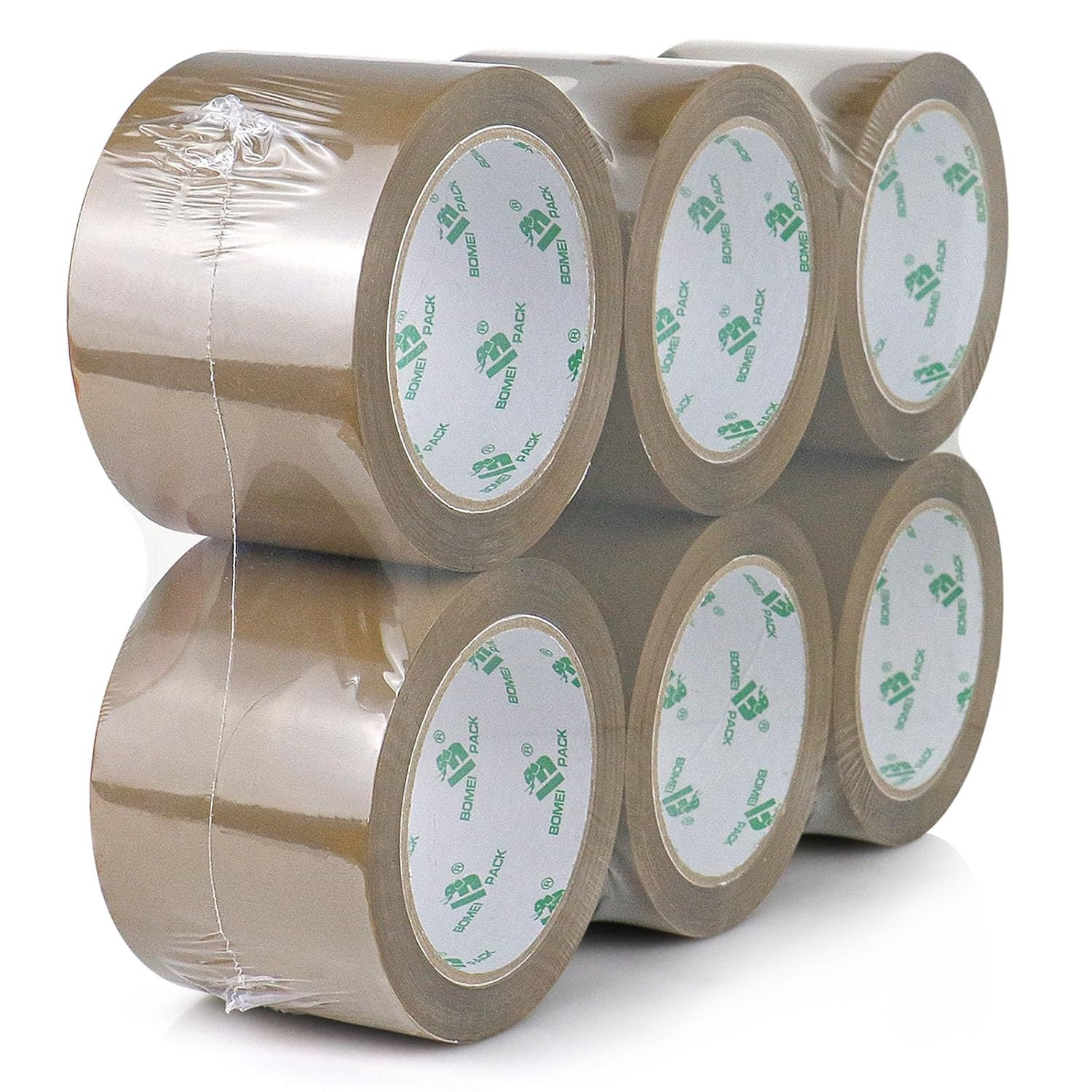 3 Inch Brown Packing Tape, 6 Refills Rolls Wide Packaging Tape for Moving, Shipp