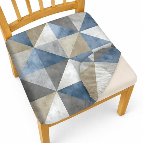4 Pack Floral Print Chair Covers, Stretch Seat Covers Pack-4 Geometric Tiles