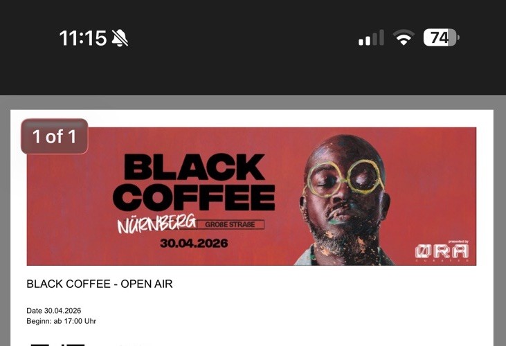 Black Coffee Ticket General Acces