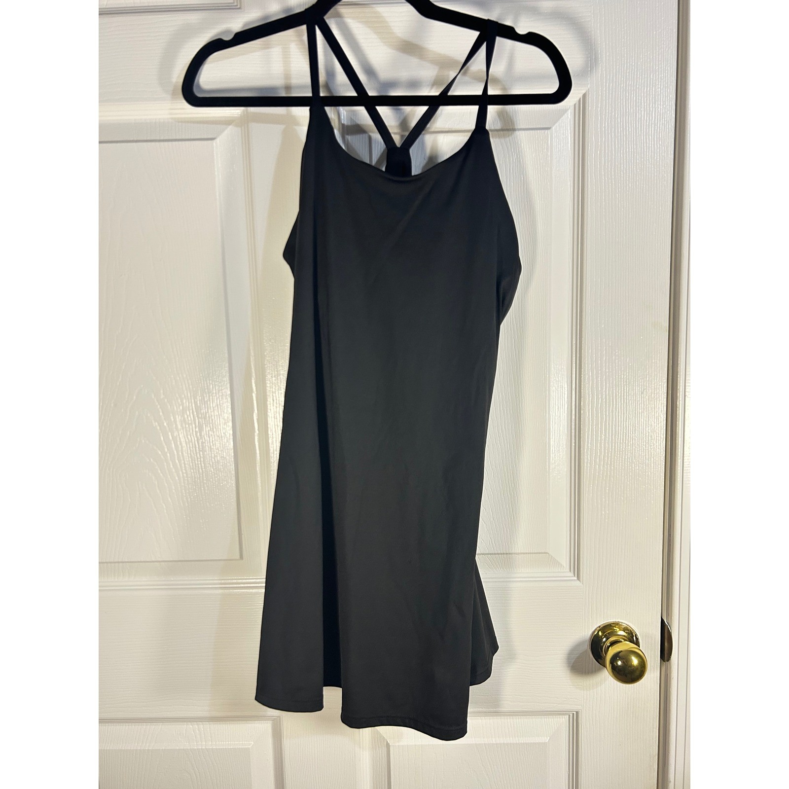 Womens Black Athletic Tennis Dress Built in Shorts Athleisure Workout Gym