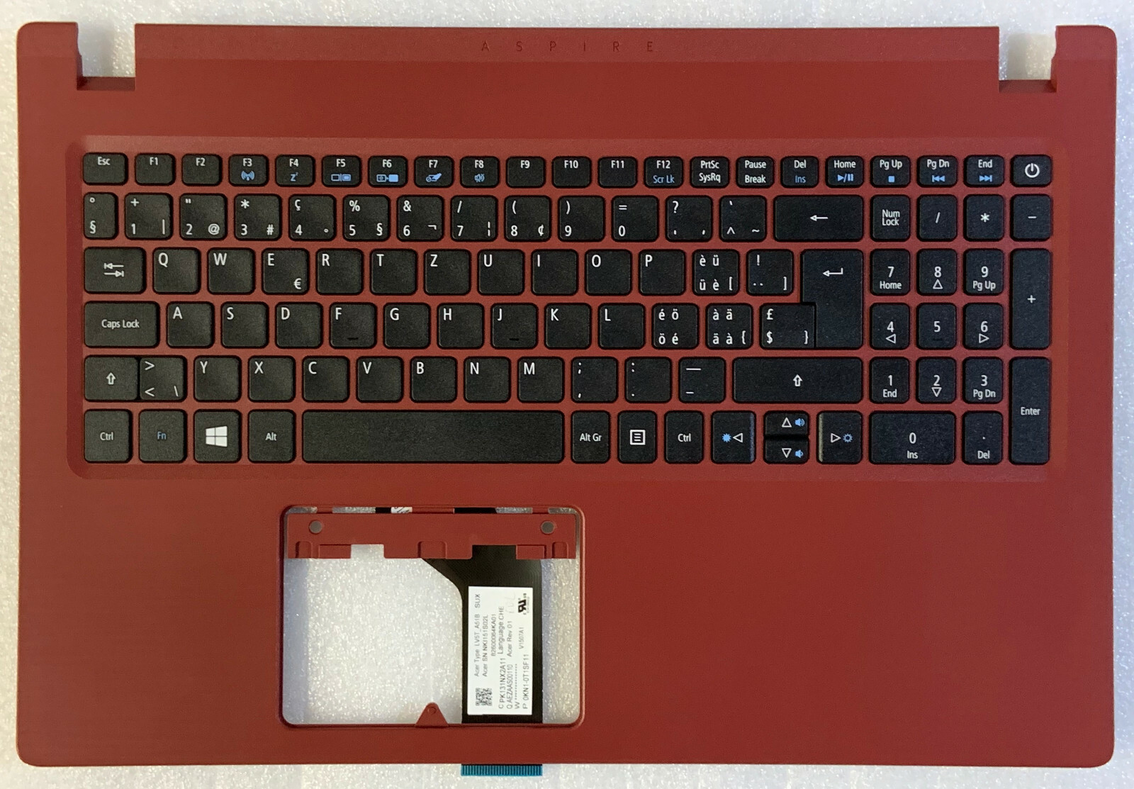 Keyboard Qwertz Swiss-German Acer Aspire A315-31 6B.GR5N7.024 TOPCASE Red