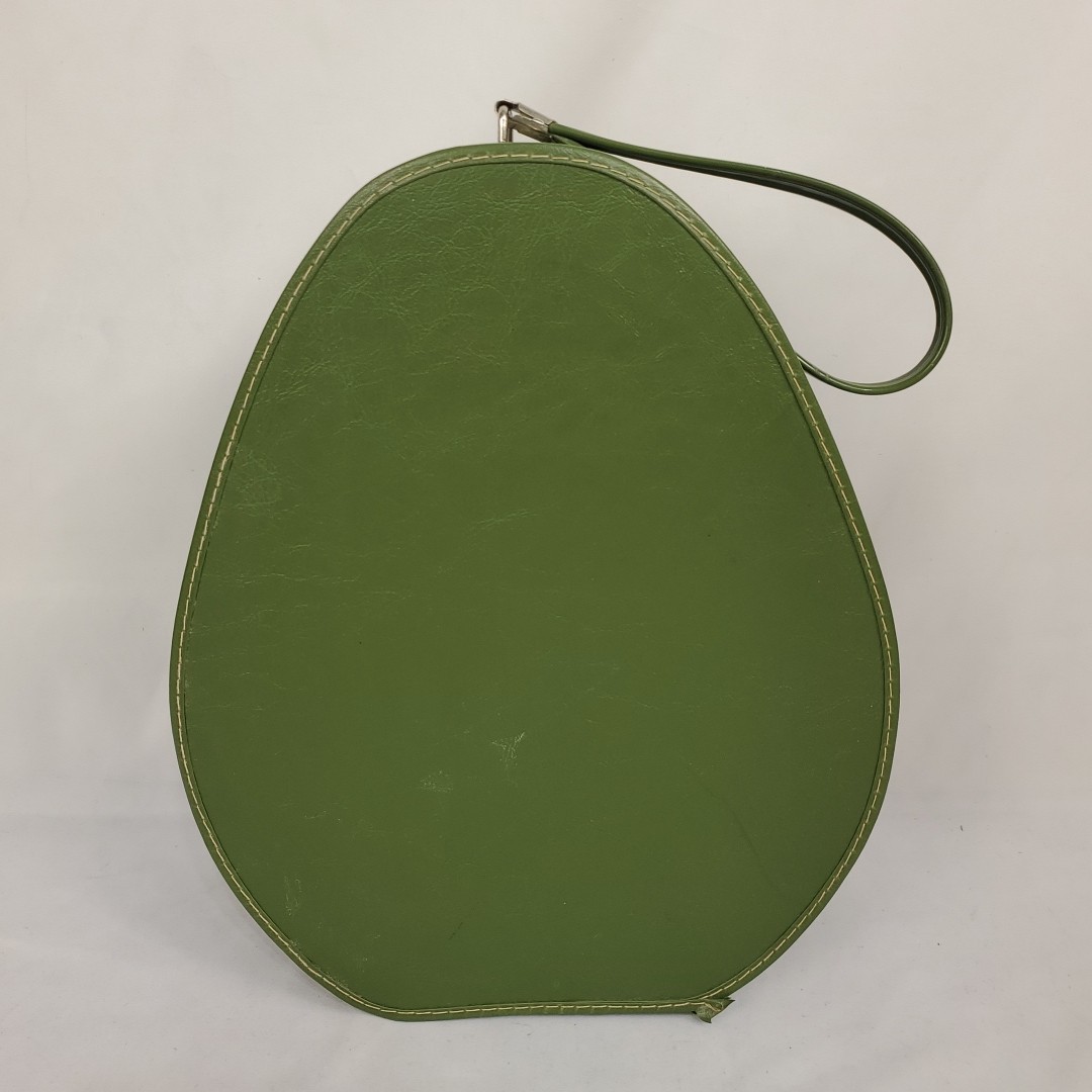 VTG Avocado Shape Carry-on Train Case Luggage Teardrop Retro Zip Around Green