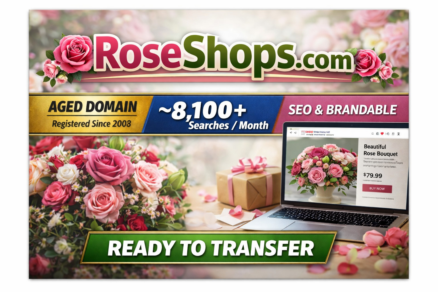 RoseShops.com (2003) Aged Exact-Match .COM Domain | Brandable | SEO-Friendly