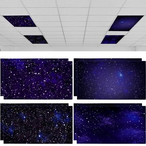  8 Pcs 4 x 2 Feet Fluorescent Light Covers Magnetic for Ceiling Night Sky